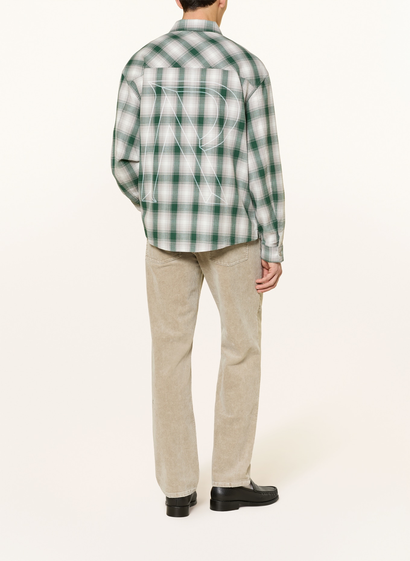 REPRESENT Flanellhemd Comfort Fit: DUNKELGRÜN / GRAU / WEISS