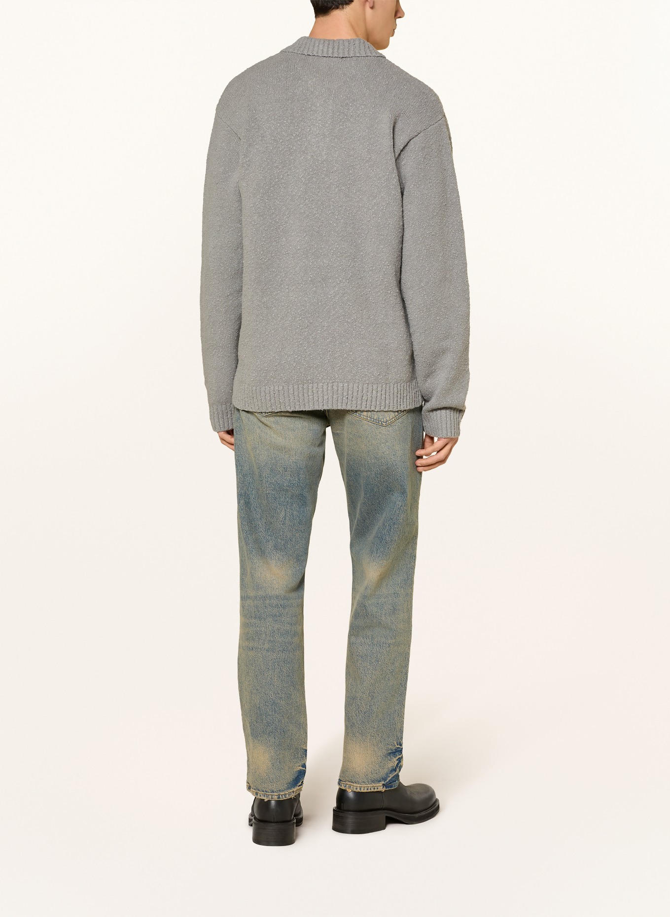 REPRESENT Strick-Poloshirt: GRAU / WEISS