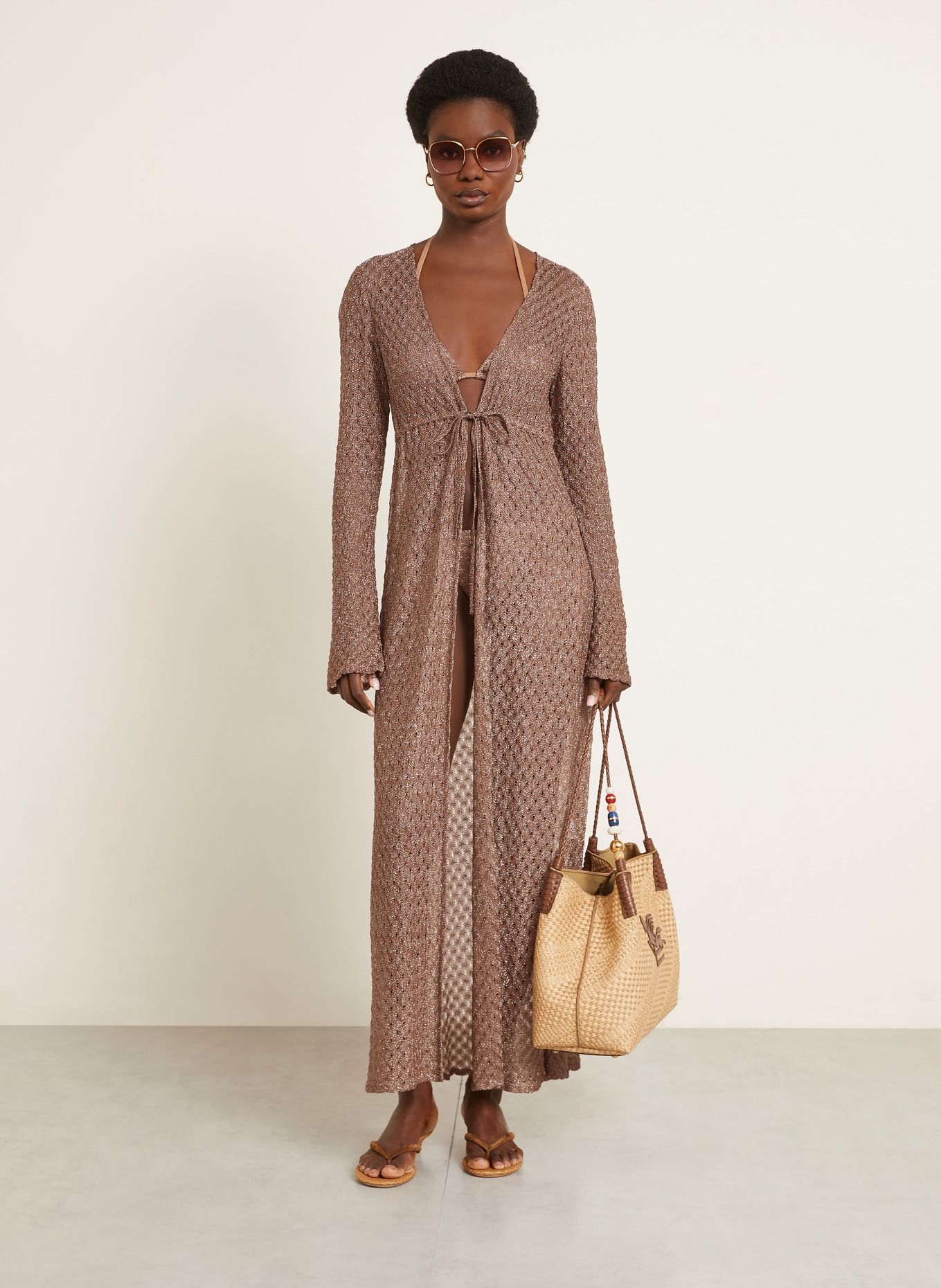 MISSONI Strandkleid mit Glitzergarn: BRAUN