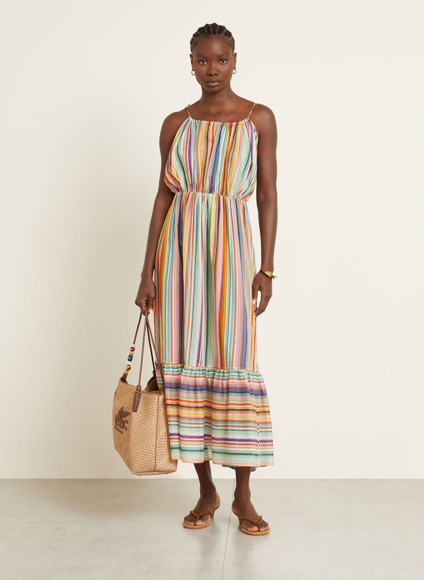 MISSONI Strandkleid: ORANGE / PINK / TÜRKIS