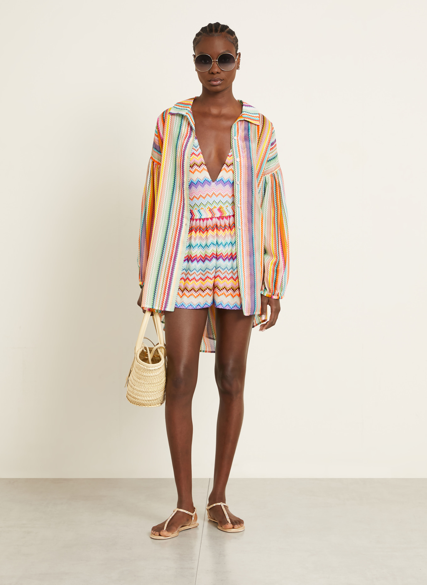 MISSONI Strandkleid: ORANGE / PINK / TÜRKIS