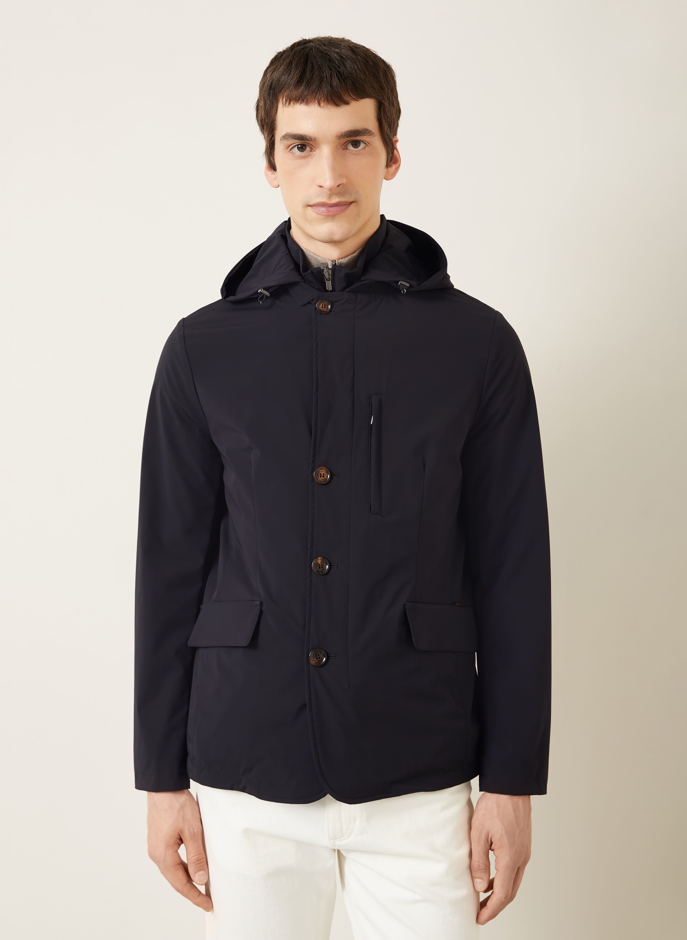 MOORER Jacke RAINERI mit herausnehmbarer Blende und abnehmbarer Kapuze: DUNKELBLAU