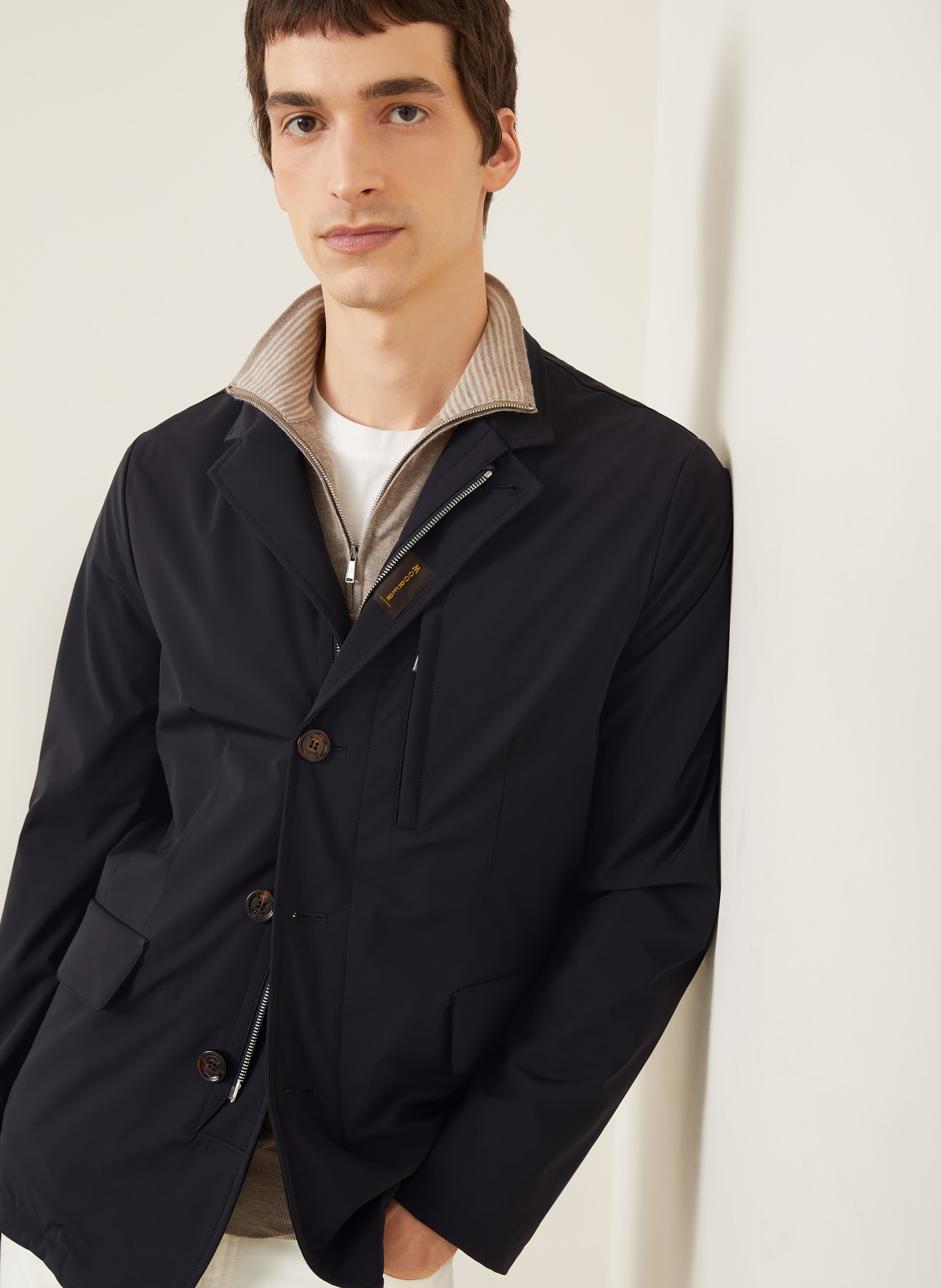 MOORER Jacke RAINERI mit herausnehmbarer Blende und abnehmbarer Kapuze: DUNKELBLAU