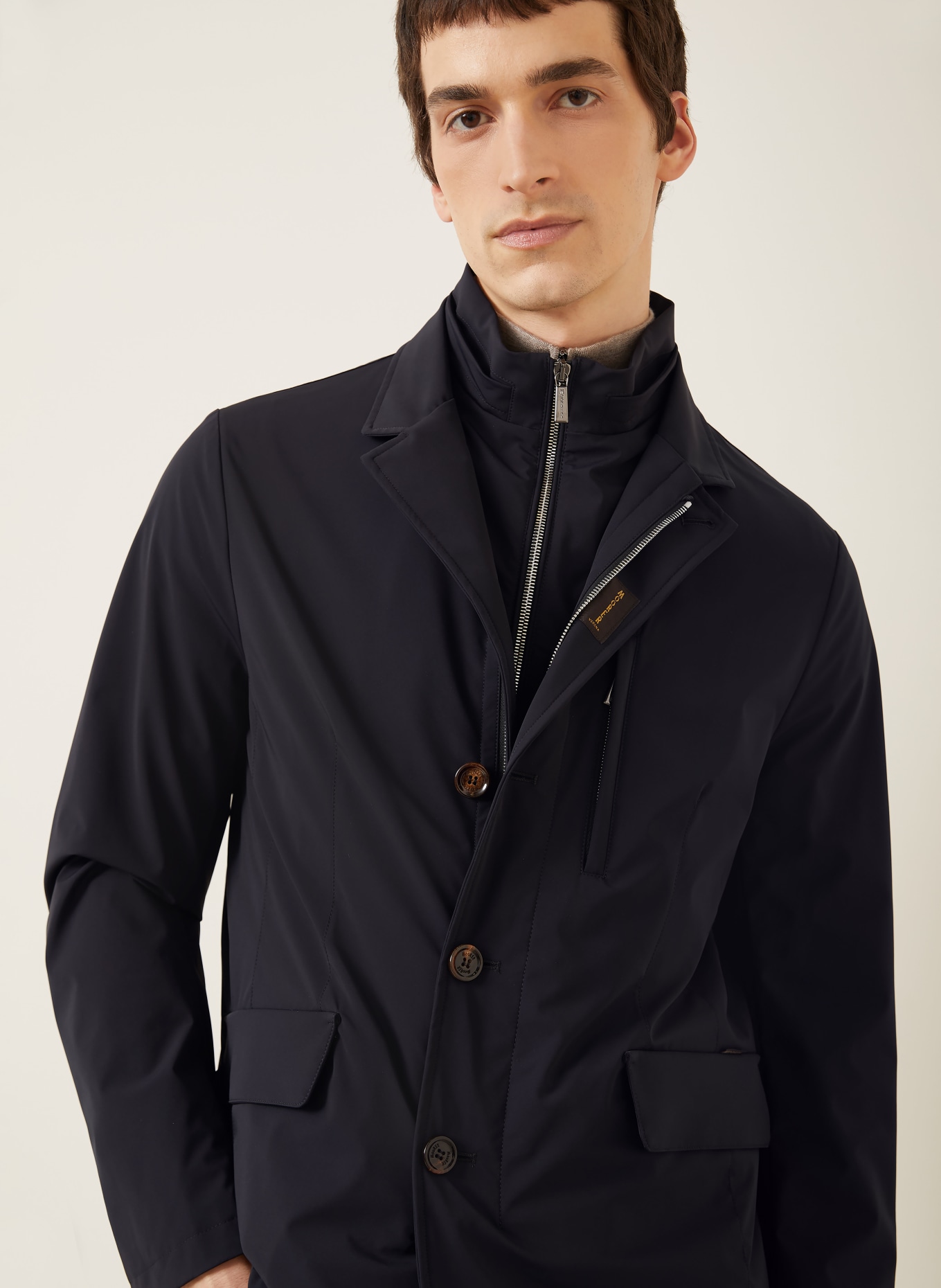 MOORER Jacke RAINERI mit herausnehmbarer Blende und abnehmbarer Kapuze: DUNKELBLAU