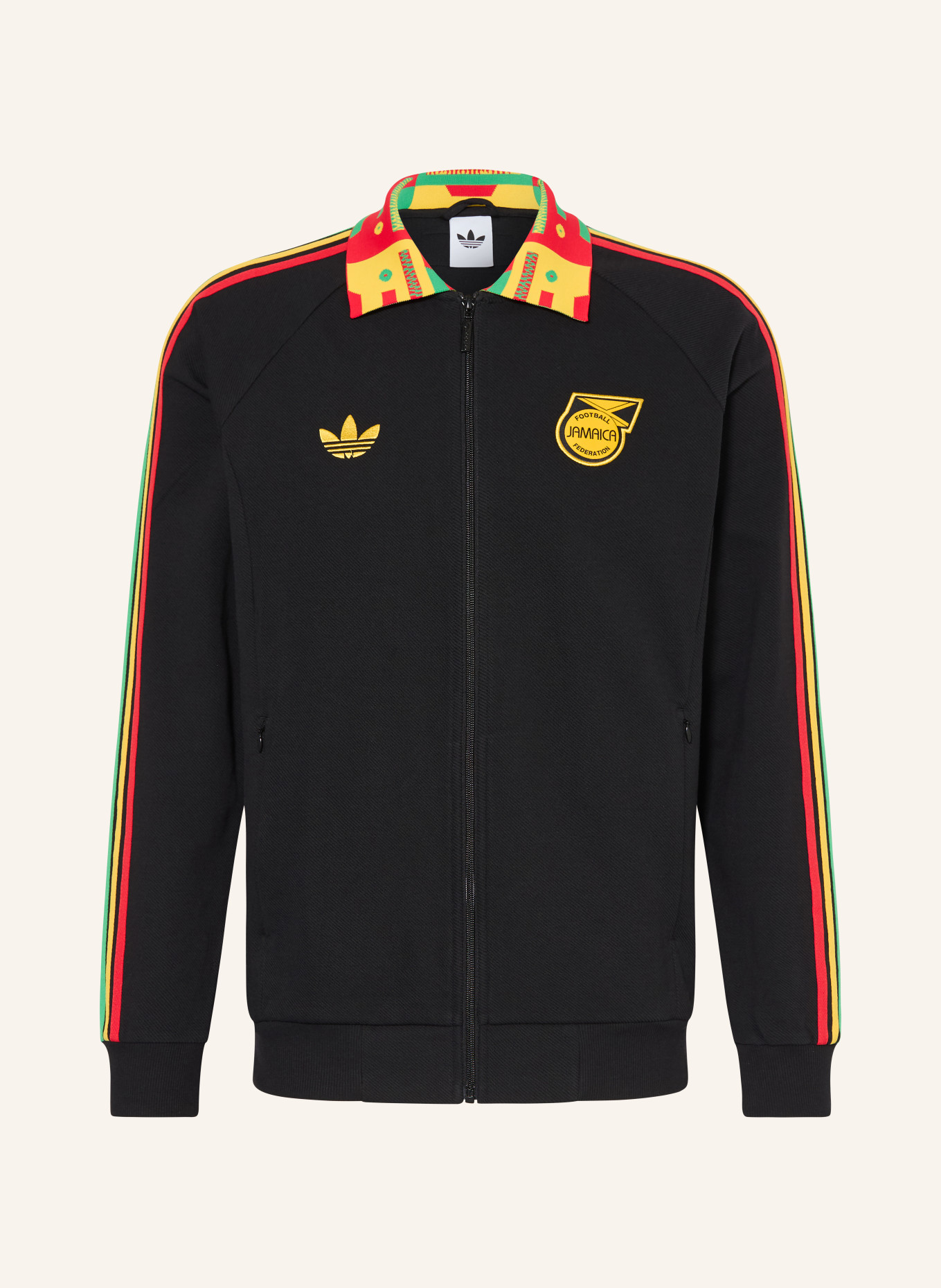 adidas JAMAICA X BOB MARLEY ANTHEM AWAY SWEATSHIRT: BLACK / RED / YELLOW