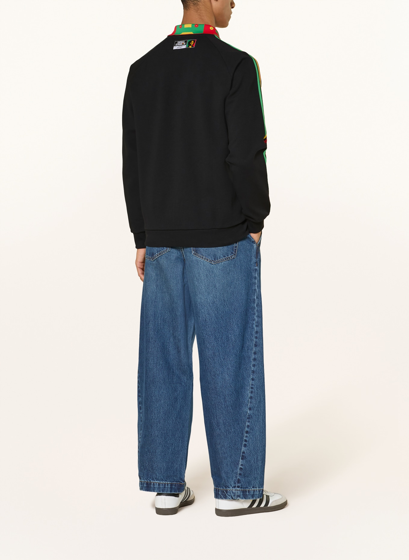 adidas JAMAICA X BOB MARLEY ANTHEM AWAY SWEATSHIRT: BLACK / RED / YELLOW