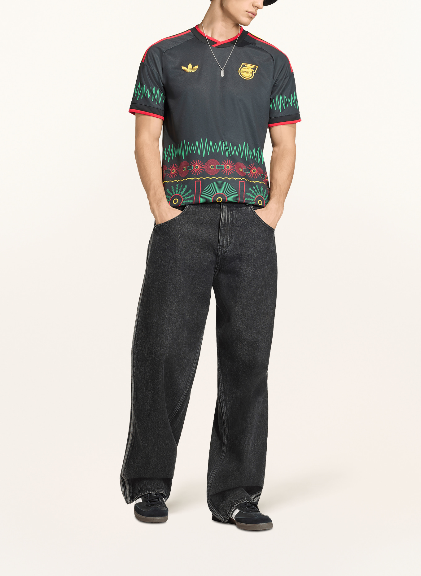 adidas Away jersey JAMAICA 26 x BOB MARLEY: BLACK / RED / GREEN