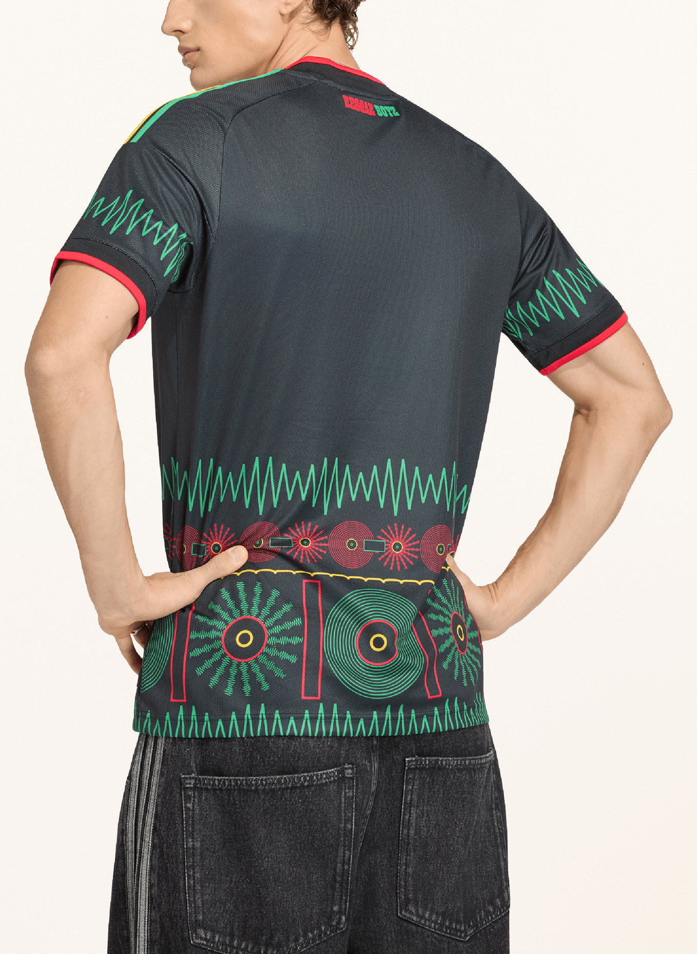 adidas Away jersey JAMAICA 26 x BOB MARLEY: BLACK / RED / GREEN