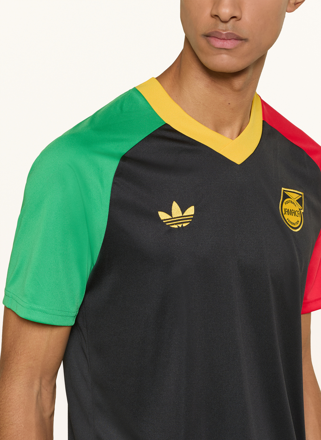 adidas JAMAICA 26 AWAY warm-up shirt: BLACK / RED / GREEN