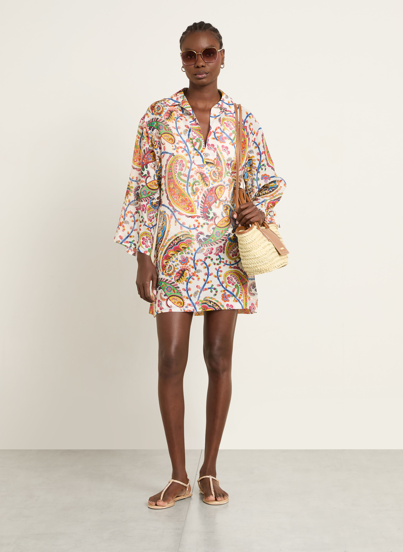 ETRO strandjurk: WIT / ORANJE / BLAUW