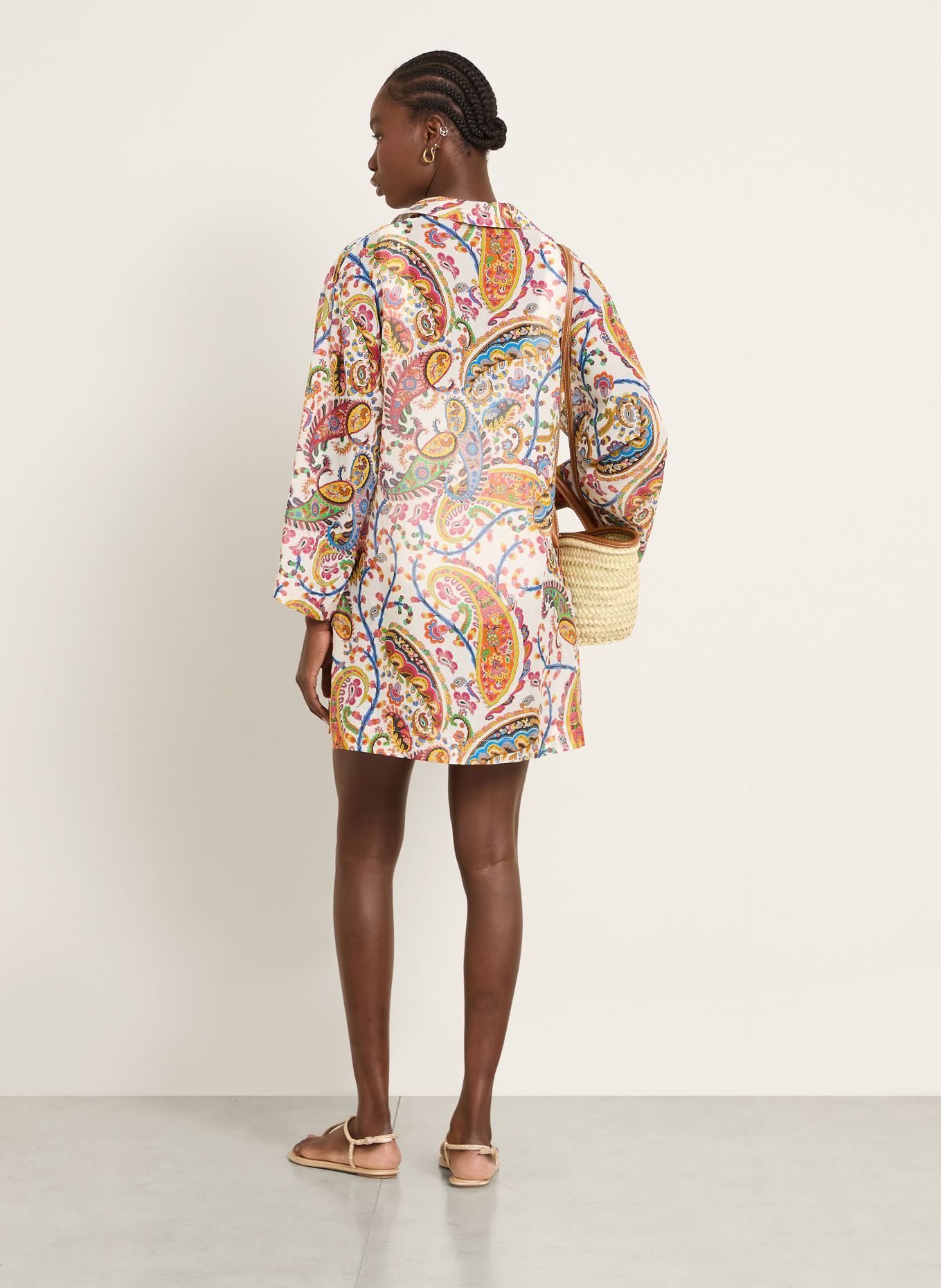 ETRO strandjurk: WIT / ORANJE / BLAUW