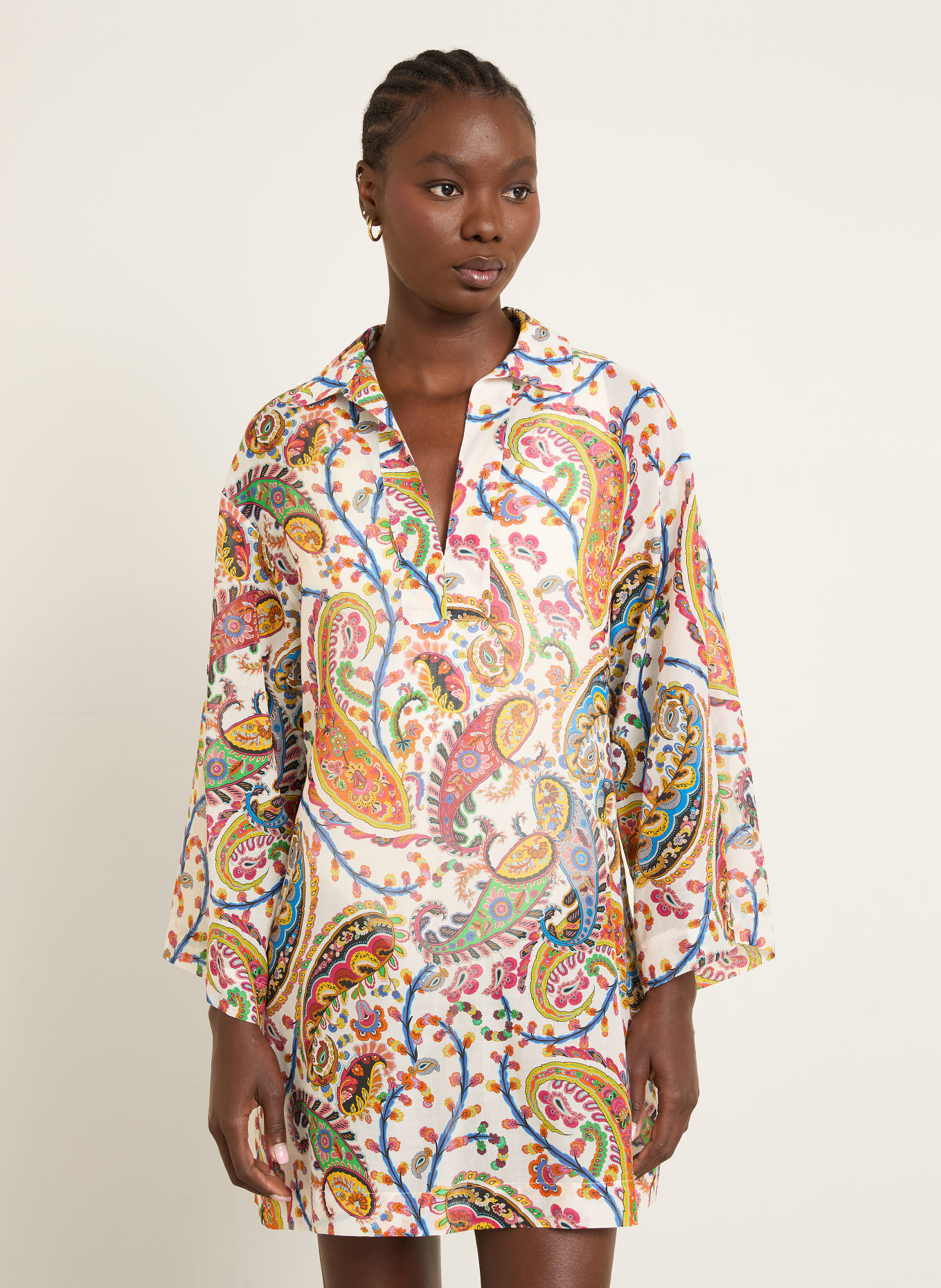 ETRO strandjurk: WIT / ORANJE / BLAUW