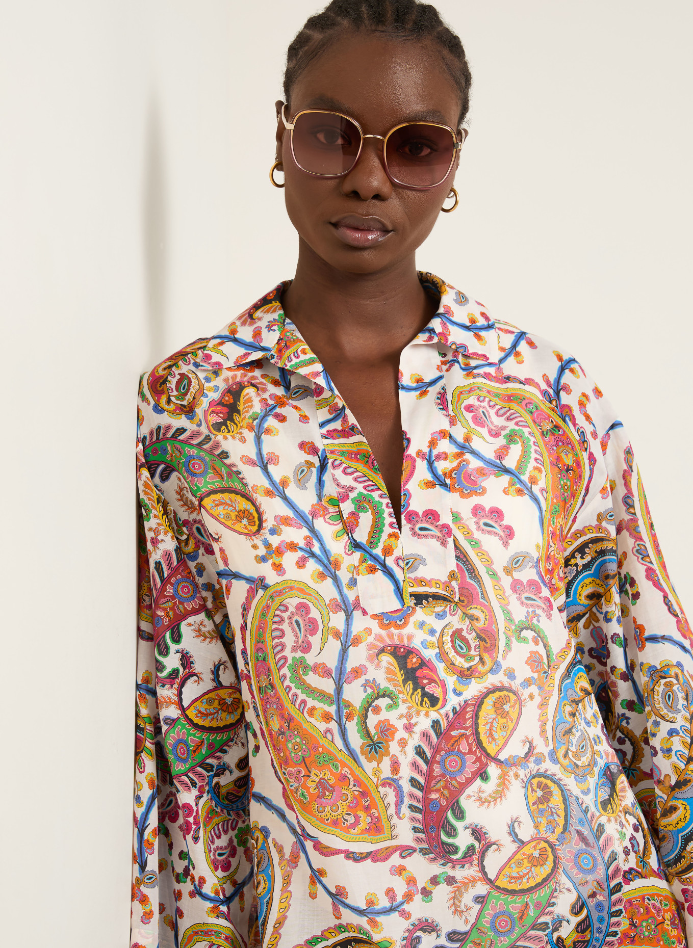 ETRO strandjurk: WIT / ORANJE / BLAUW