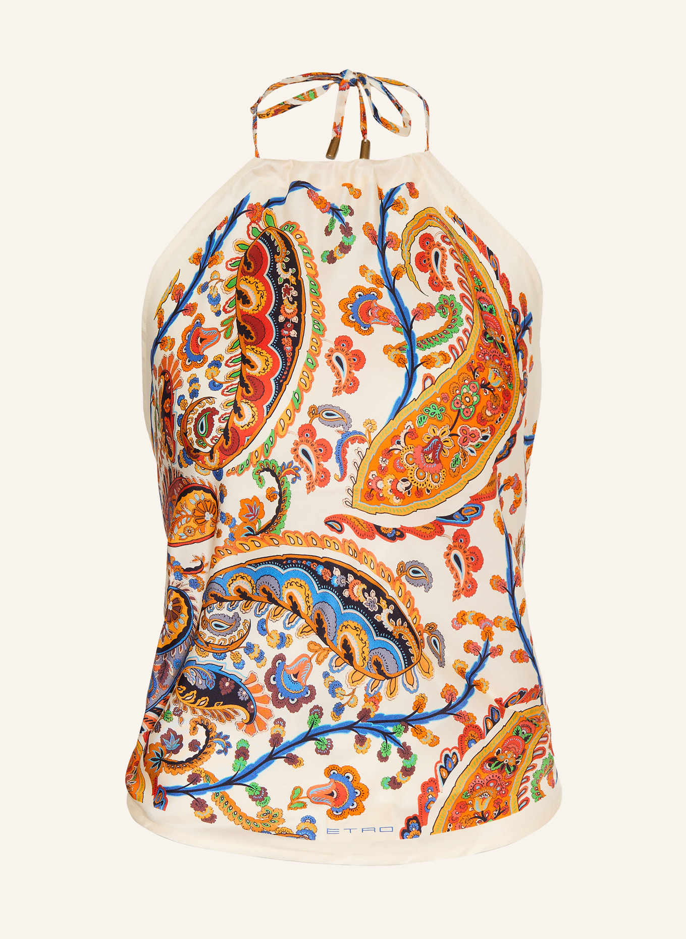 ETRO Seidentop: CREME / NEONORANGE / BLAU