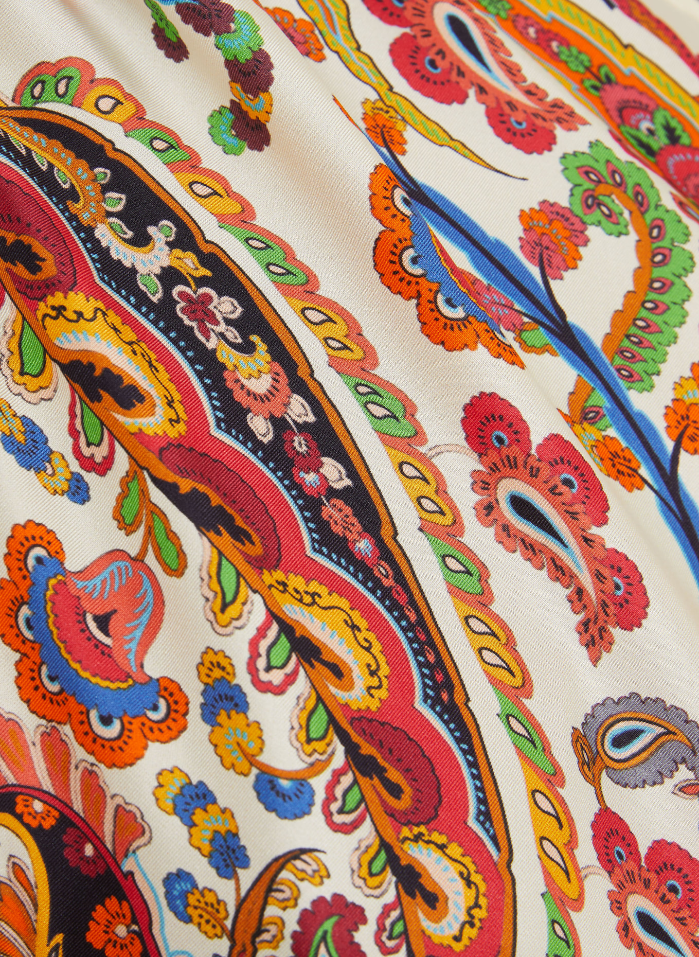 ETRO Seidentop: CREME / NEONORANGE / BLAU