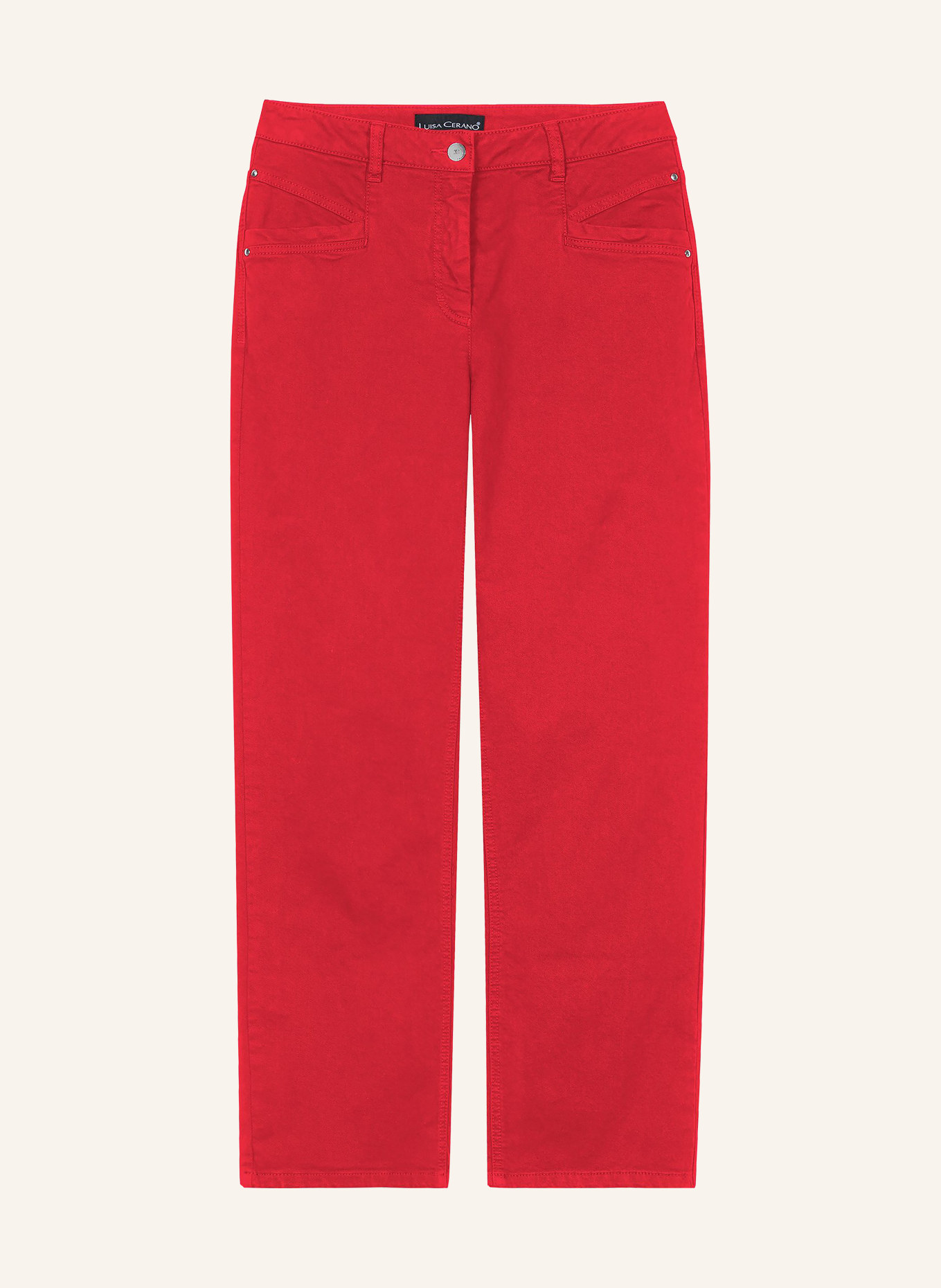 LUISA CERANO Straight Jeans: 458 cherry red