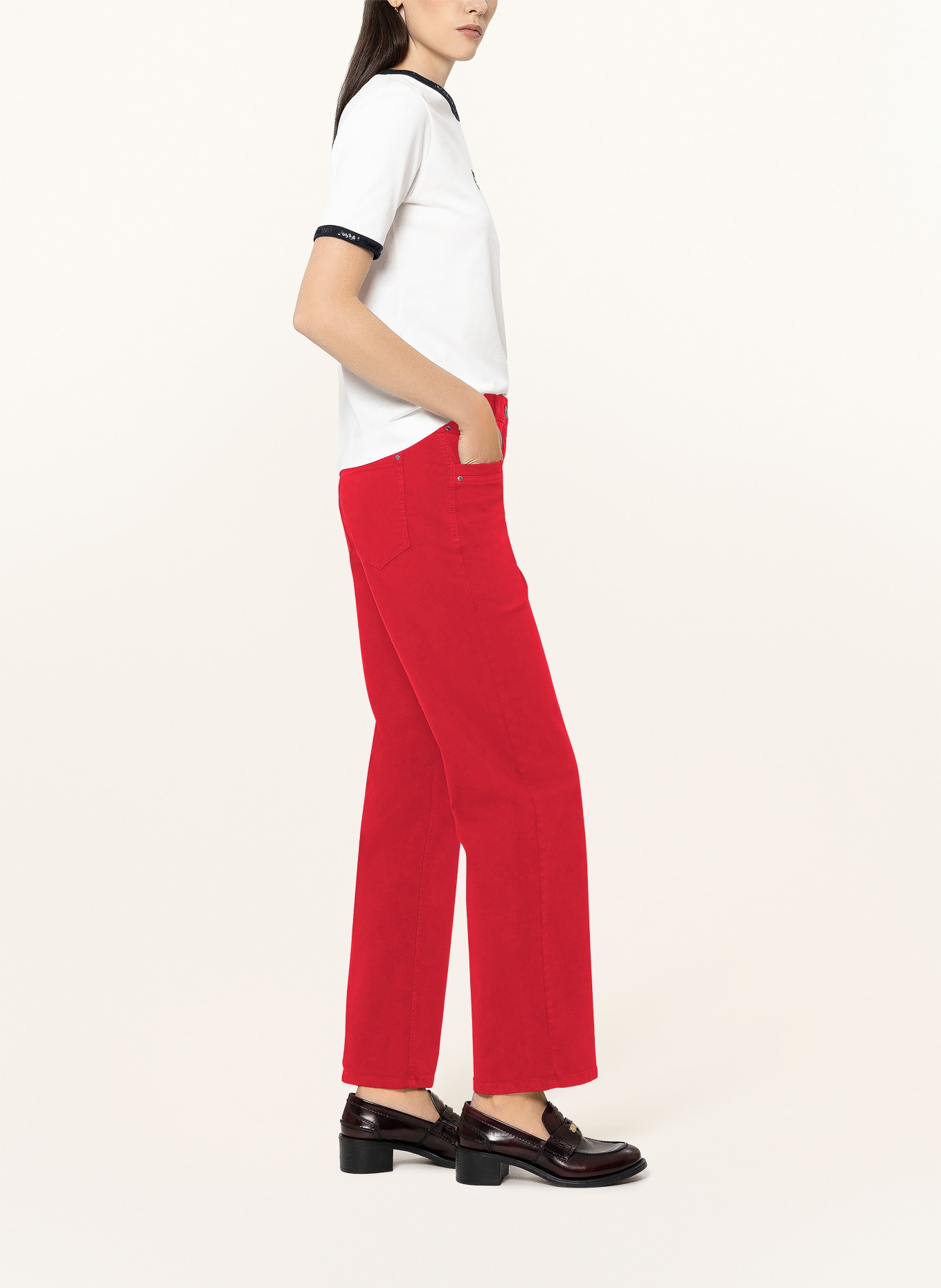 LUISA CERANO Straight Jeans: 458 cherry red