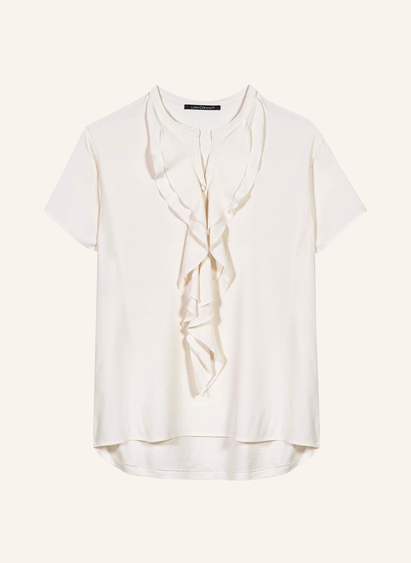 LUISA CERANO Halenka ze směsi materiálů s hedvábím: KRÉMOVÁ