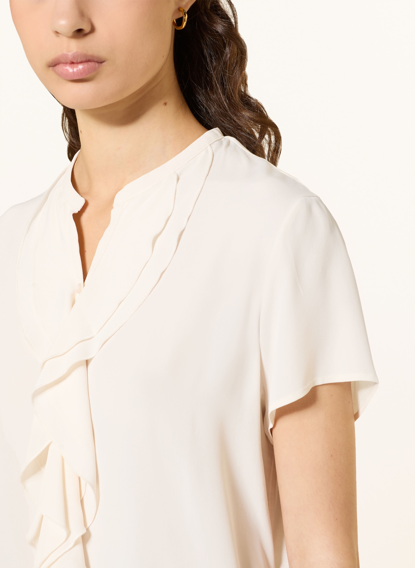 LUISA CERANO Halenka ze směsi materiálů s hedvábím: KRÉMOVÁ