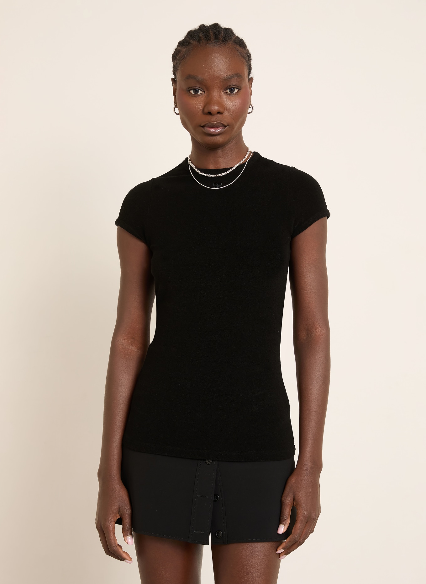 Courrèges T-Shirt aus Frottee: SCHWARZ