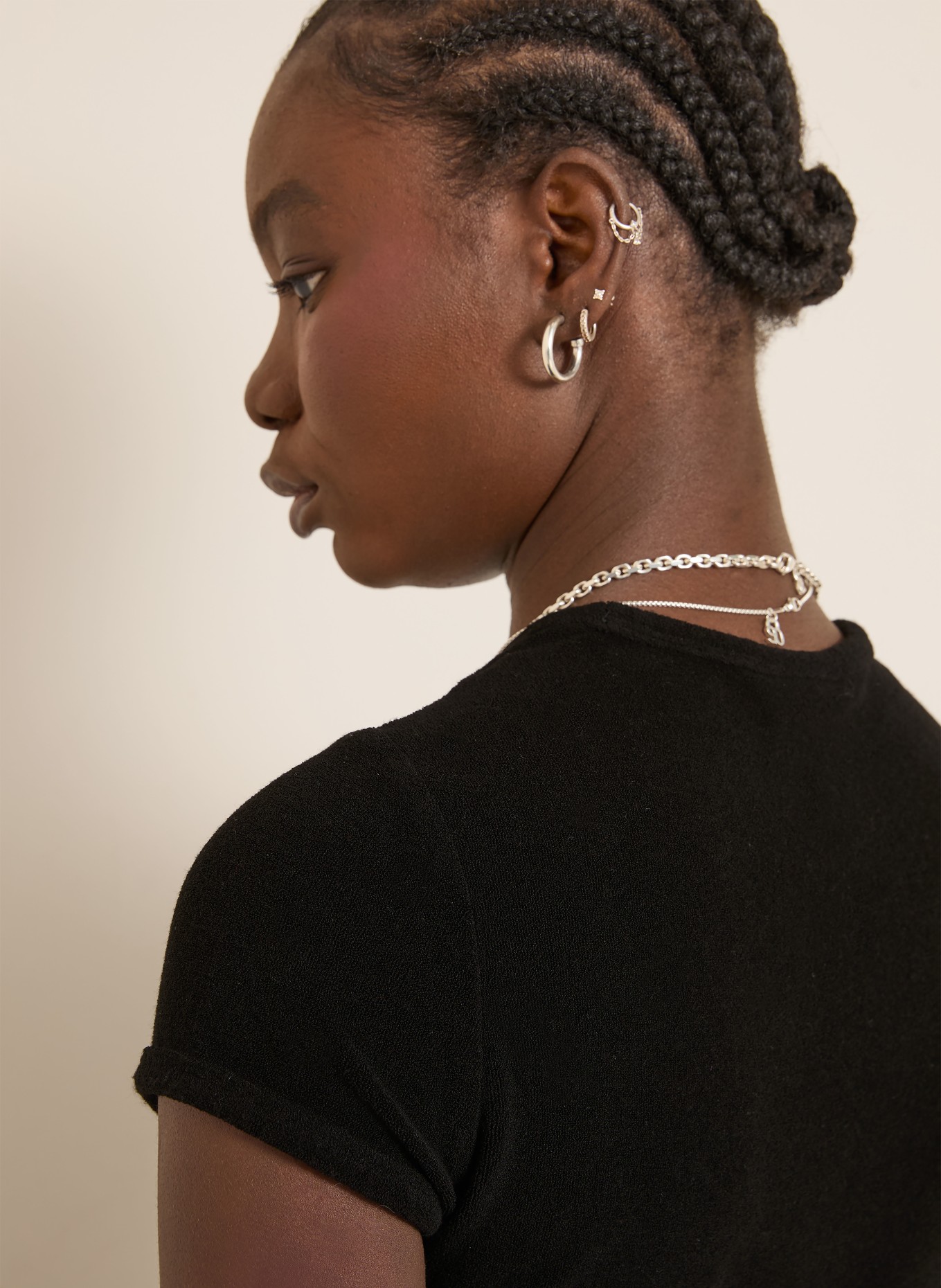 Courrèges T-Shirt aus Frottee: SCHWARZ