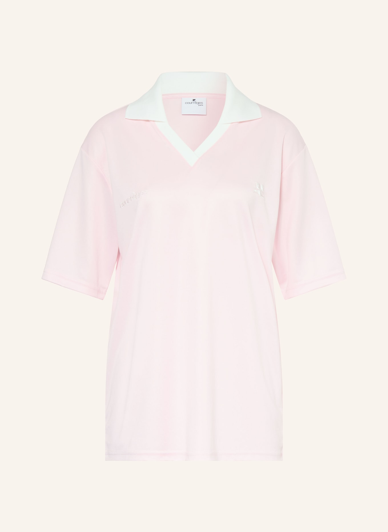 Courrèges Oversized-Poloshirt aus Jersey: ROSA / WEISS