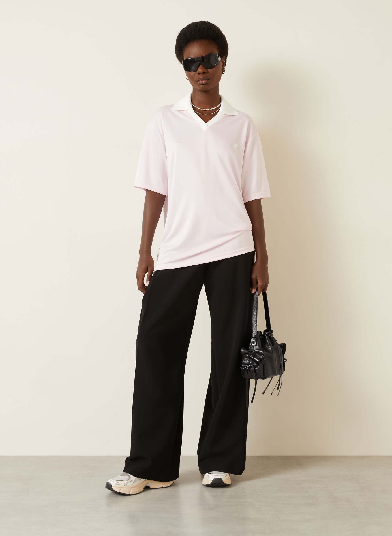 Courrèges Oversized-Poloshirt aus Jersey: ROSA / WEISS