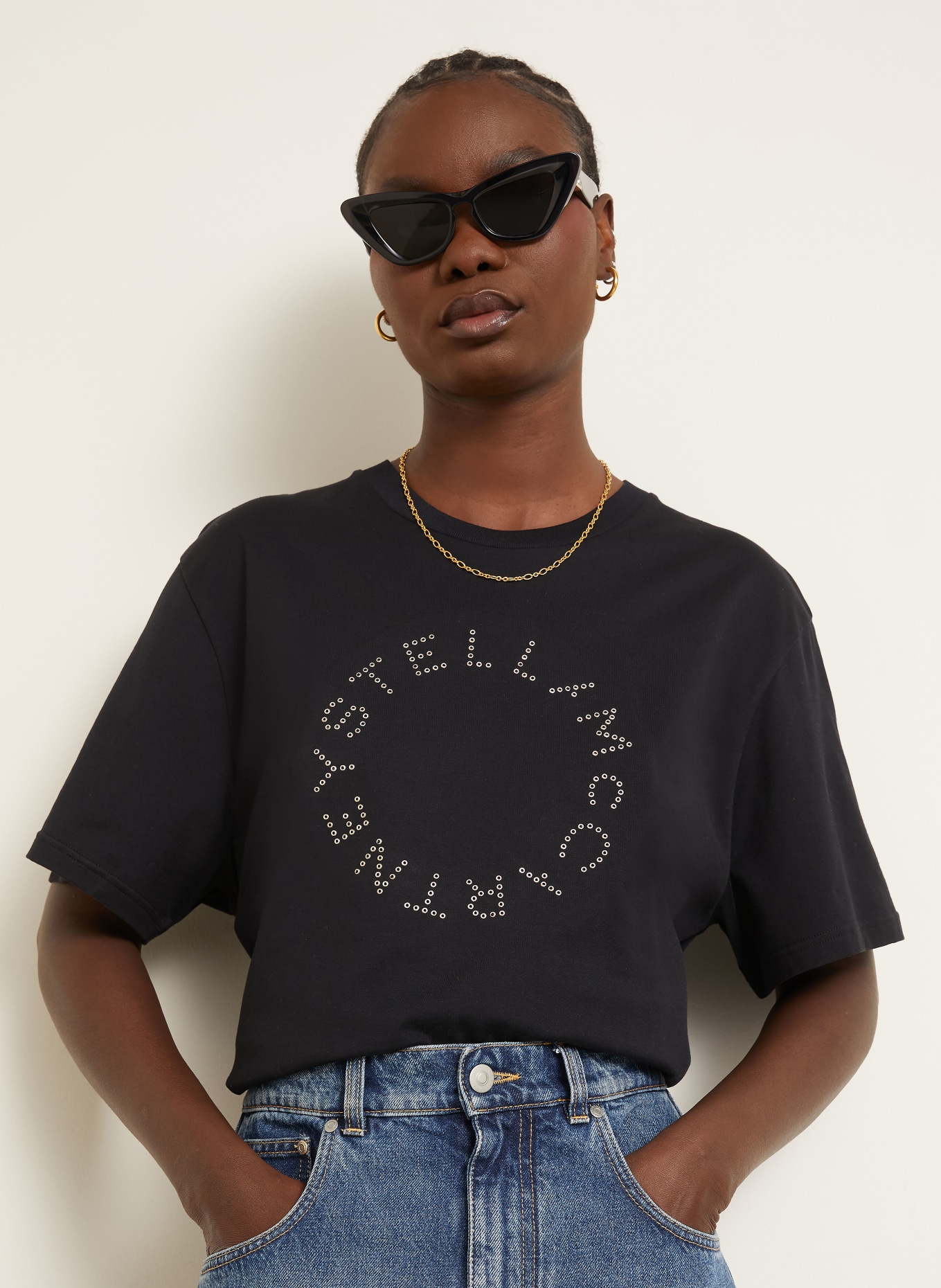 STELLA McCARTNEY T-shirt with studs: BLACK