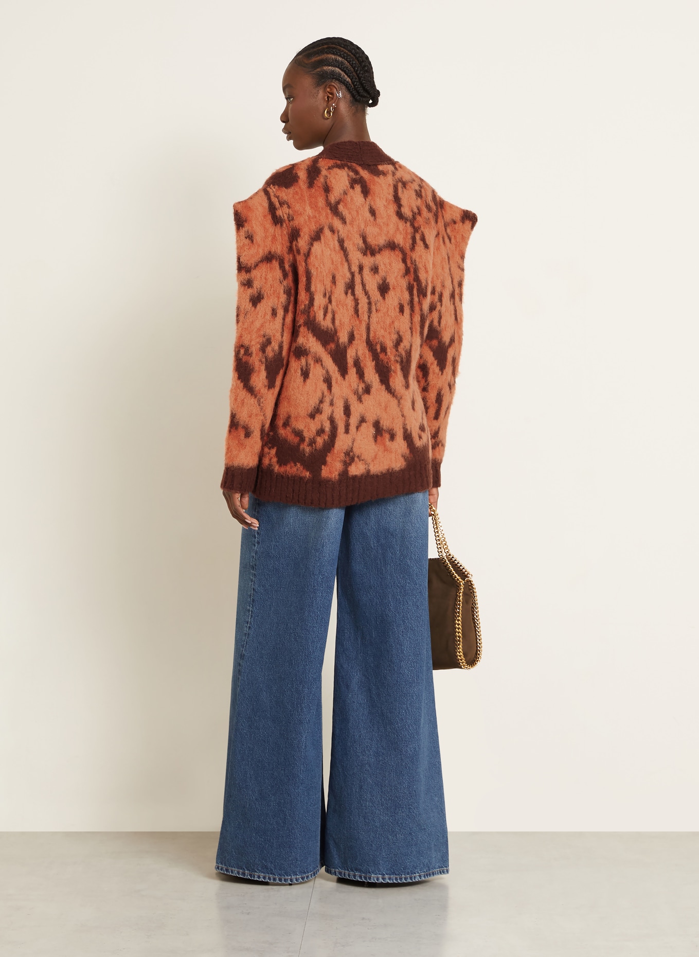 STELLA McCARTNEY Strickjacke mit Alpaka: DUNKELORANGE / DUNKELBRAUN / DUNKELROT