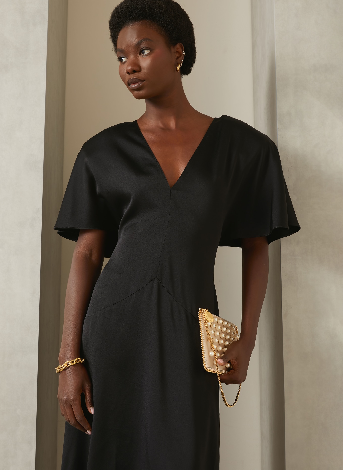 STELLA McCARTNEY Satinkleid: SCHWARZ