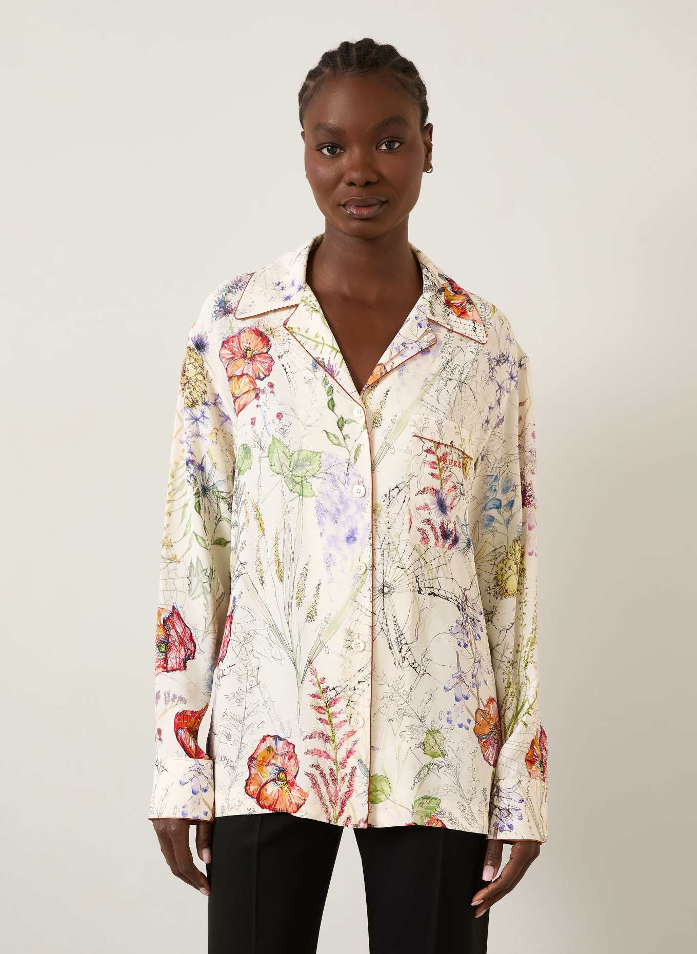 McQUEEN Bluse: ECRU / LILA / ORANGE