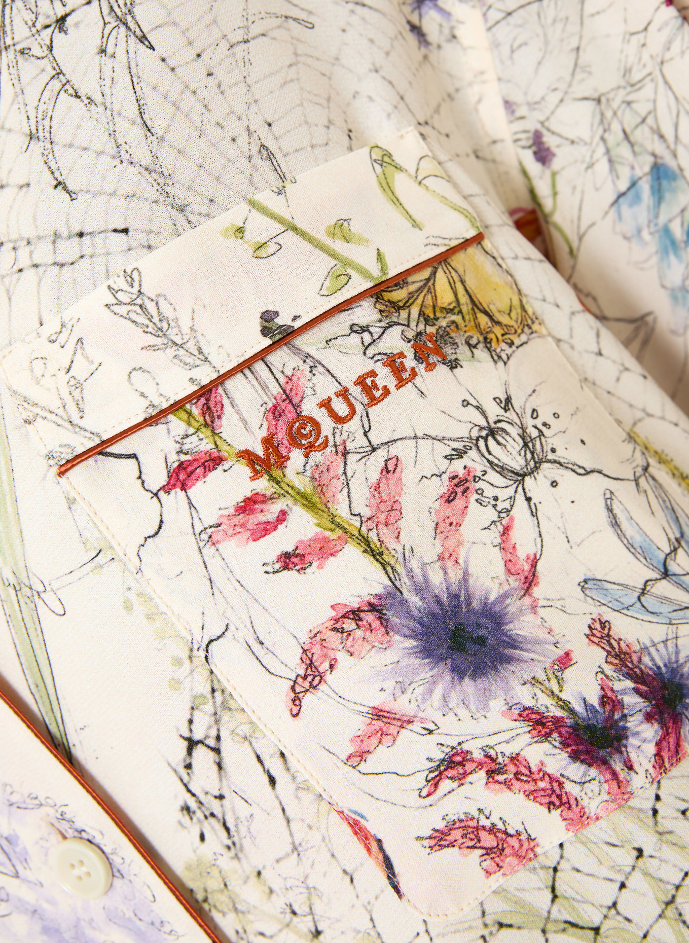 McQUEEN Bluse: ECRU / LILA / ORANGE