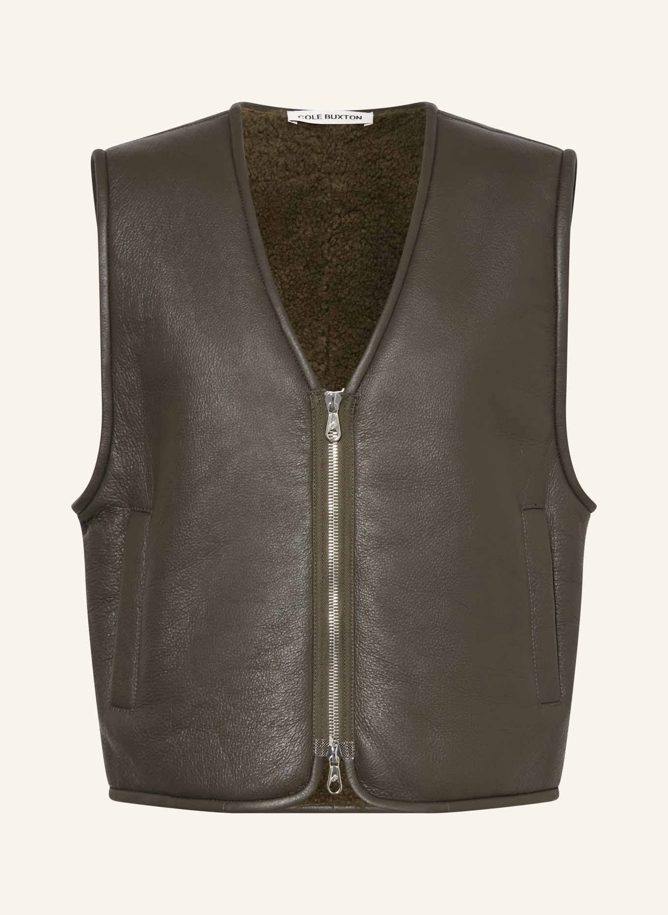 COLE BUXTON Lederweste: KHAKI
