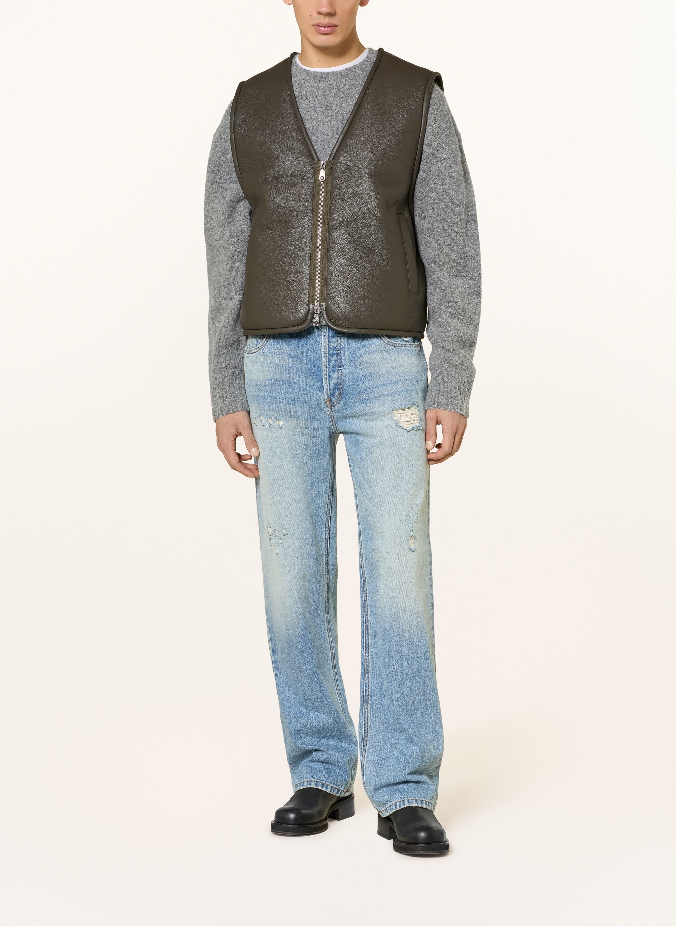 COLE BUXTON Lederweste: KHAKI