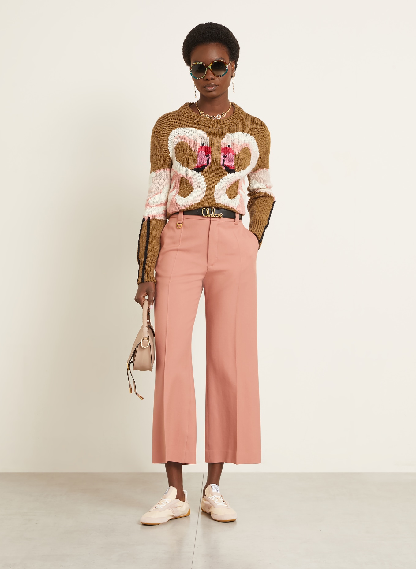 Chloé Pullover: CAMEL / ROSA / CREME