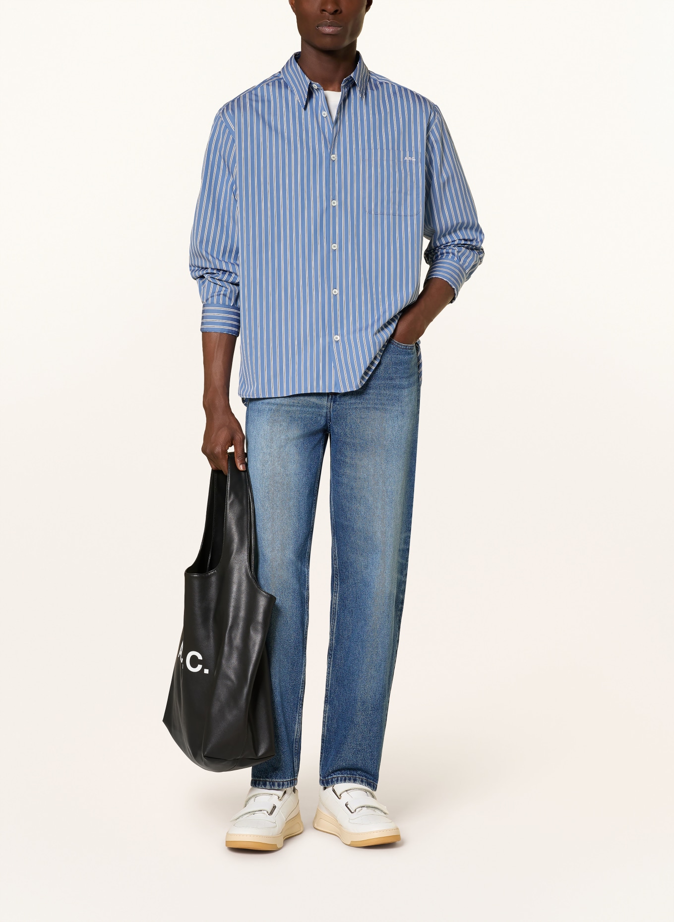 A.P.C. Regular fit shirt: BLUE / WHITE