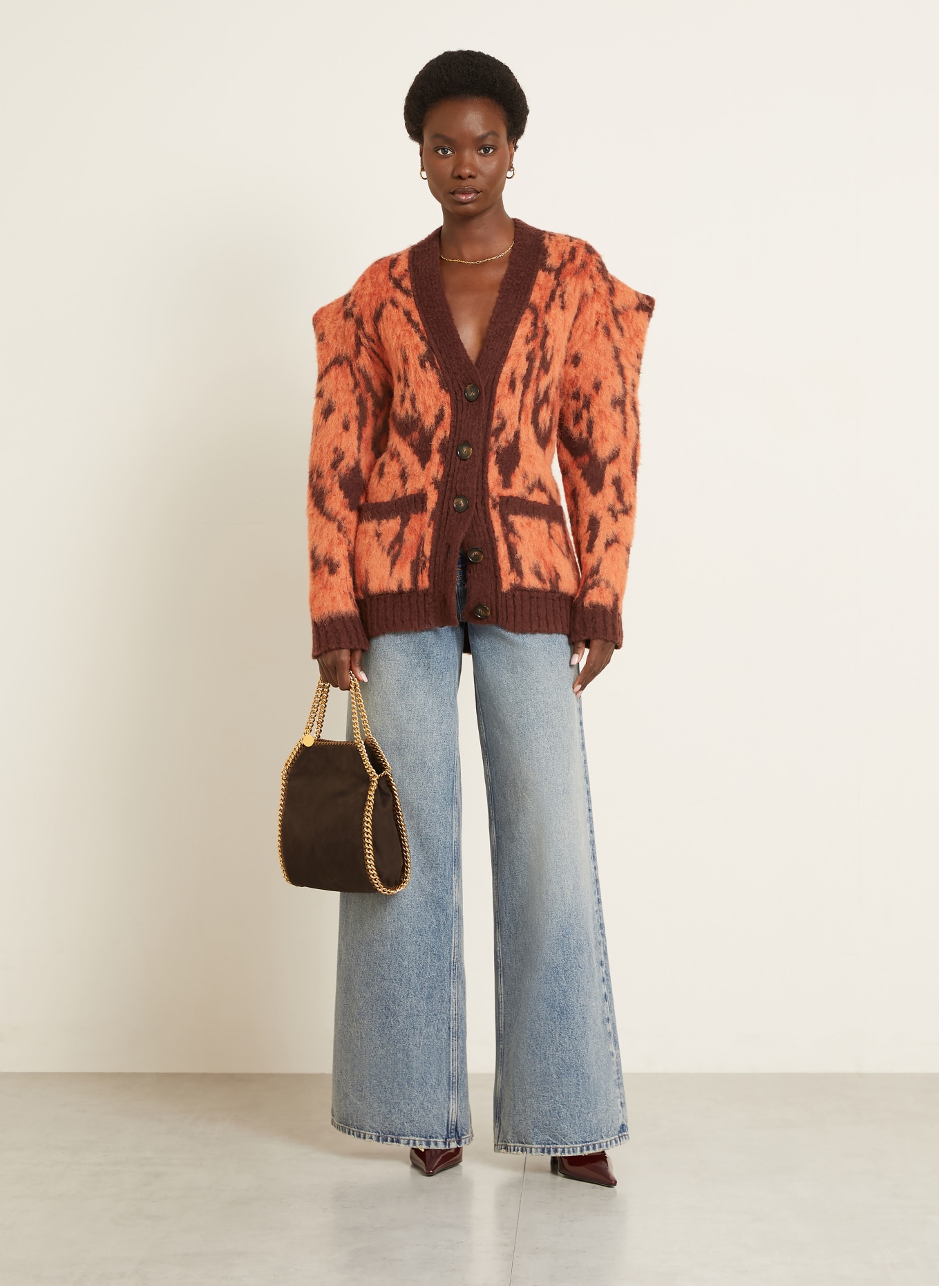 STELLA McCARTNEY Umhängetasche FALABELLA MINI: BRAUN / GOLD