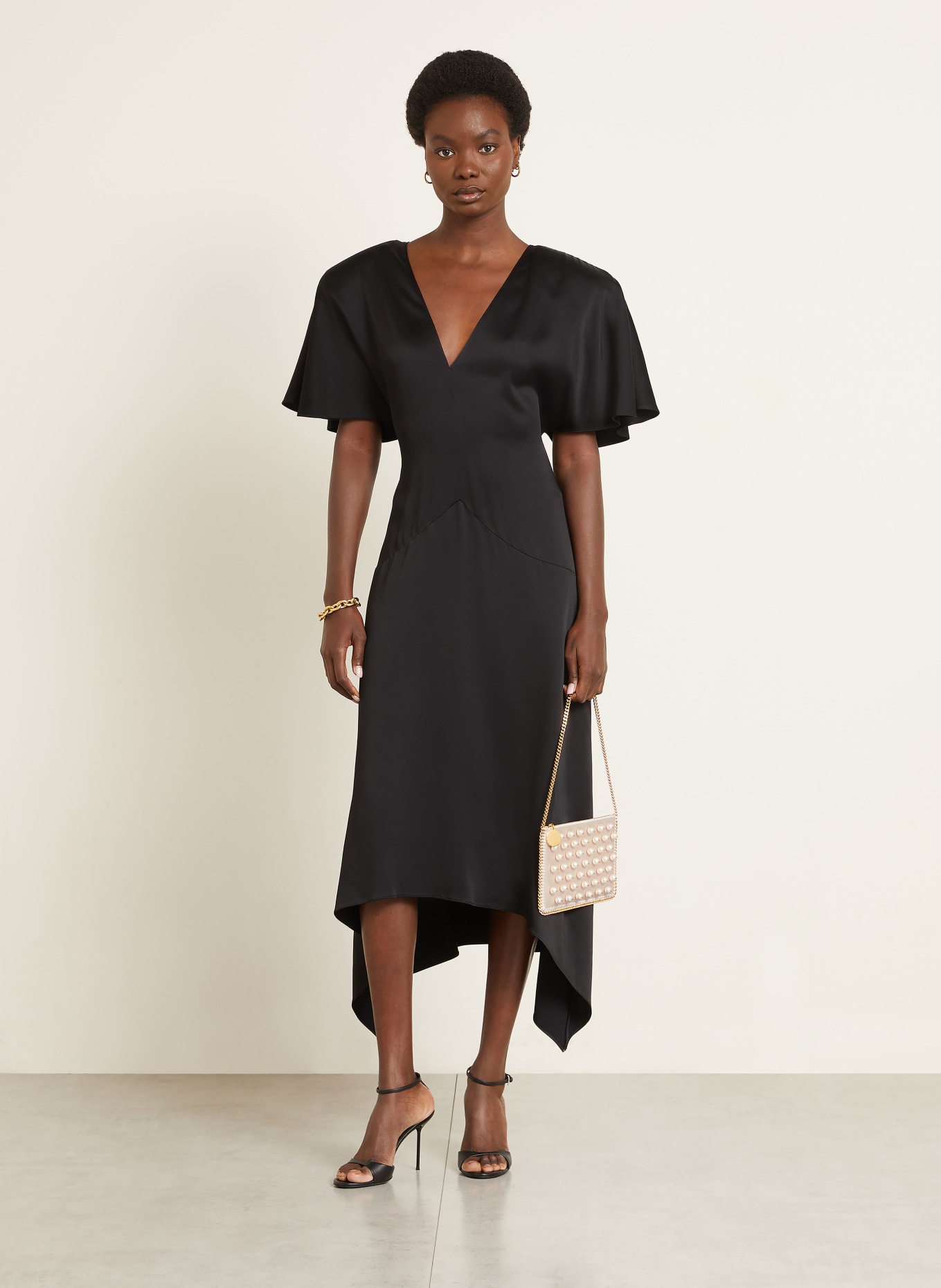 STELLA McCARTNEY FALABELLA shoulder bag with decorative pearls: CREAM / GOLD