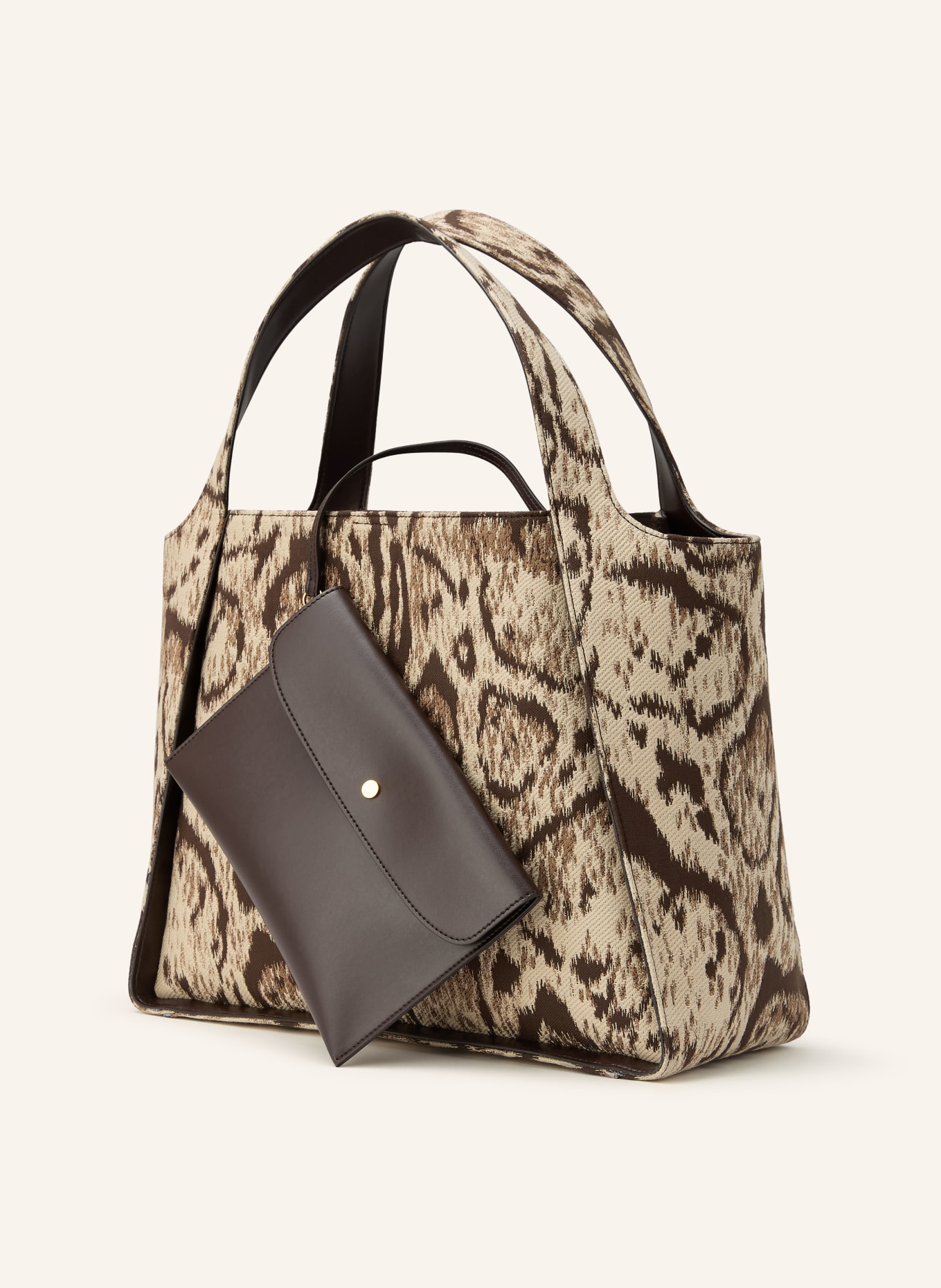 STELLA McCARTNEY Shopper LOGO CLOUD LEOPARD LARGE mit Pouch: DUNKELBRAUN / BEIGE