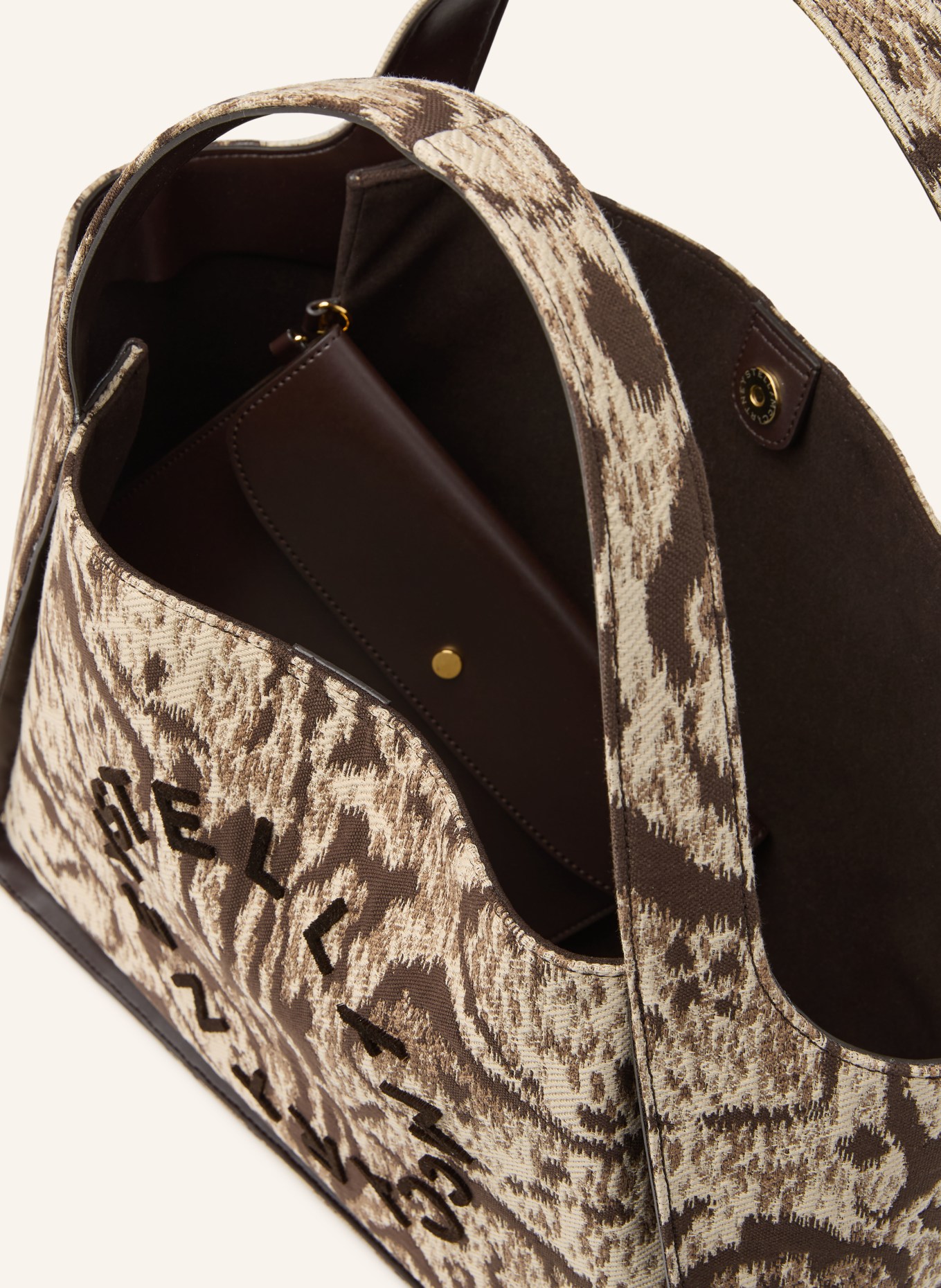 STELLA McCARTNEY Shopper LOGO CLOUD LEOPARD LARGE mit Pouch: DUNKELBRAUN / BEIGE