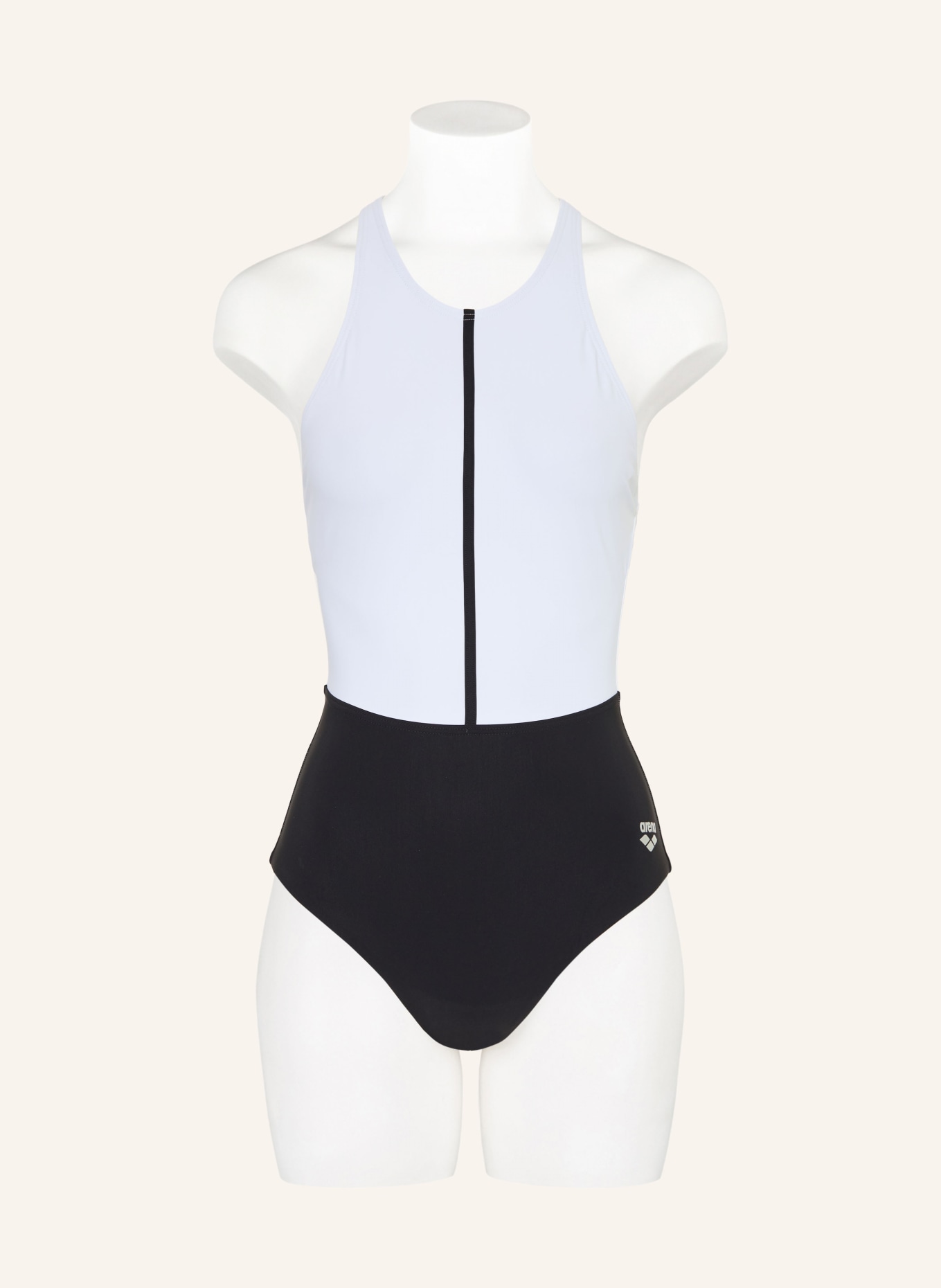 arena SILVIA shape swimsuit with UV protection 50+: BLACK / WHITE