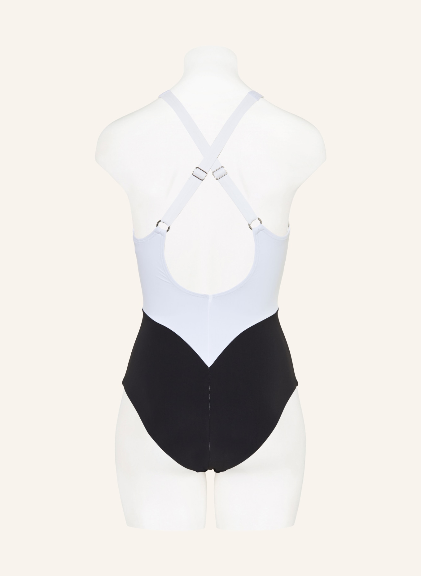 arena SILVIA shape swimsuit with UV protection 50+: BLACK / WHITE