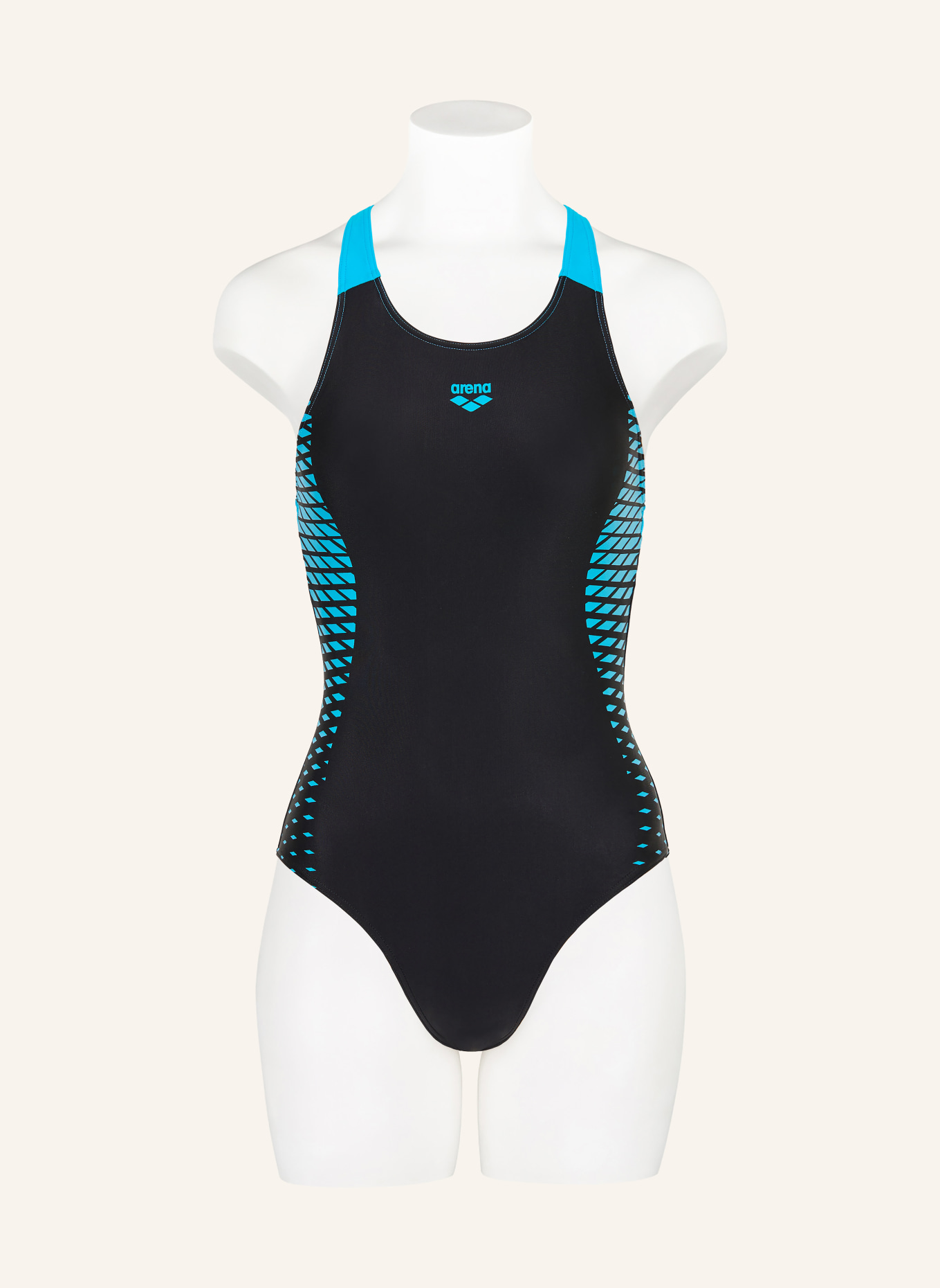 arena OPENINGS swimsuit with UV protection 50+: BLACK / TURQUOISE