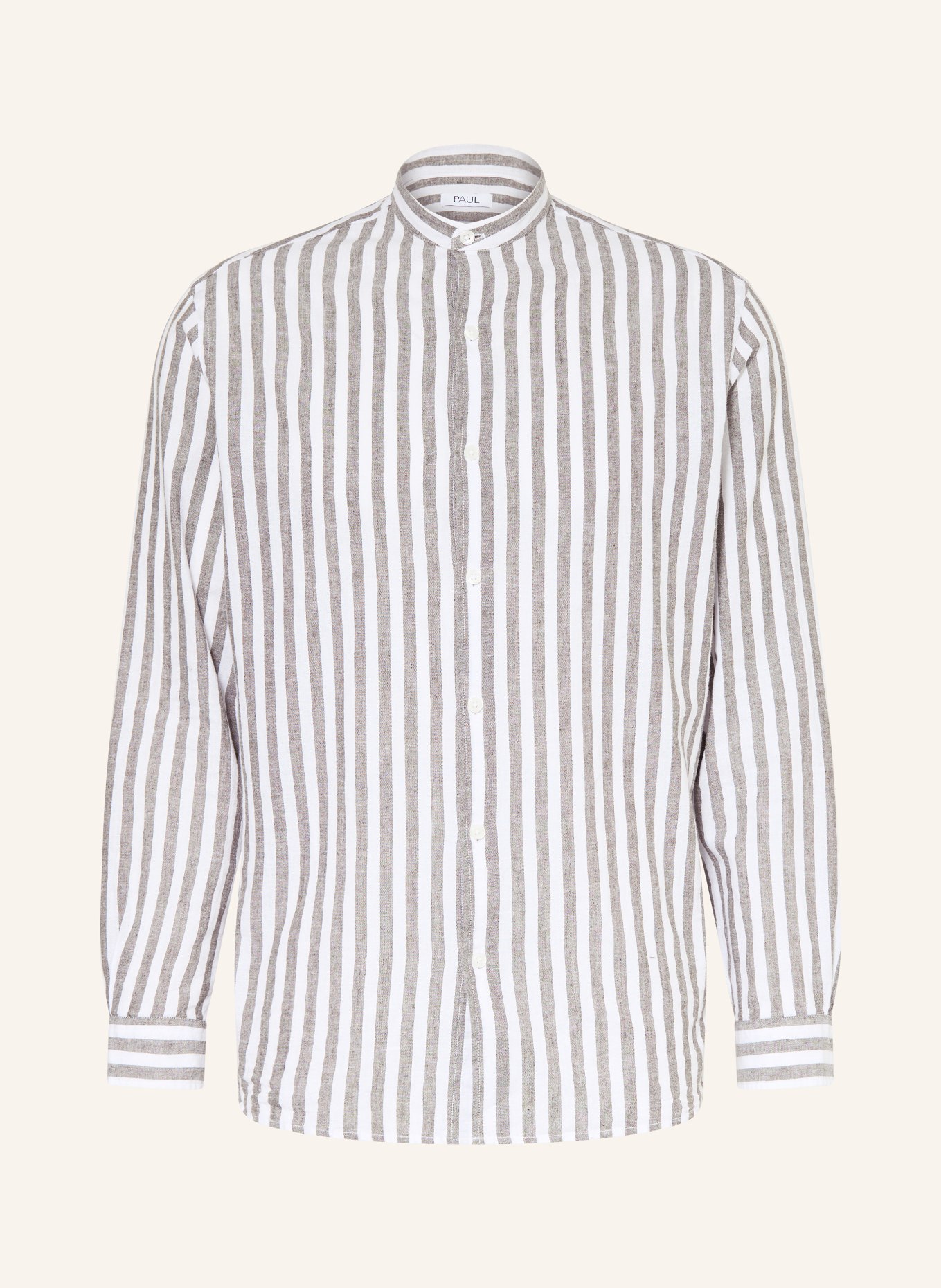 PAUL Koszula Comfort Fit z lnem i stójką: BIAŁY / CZIEMNOSZARY