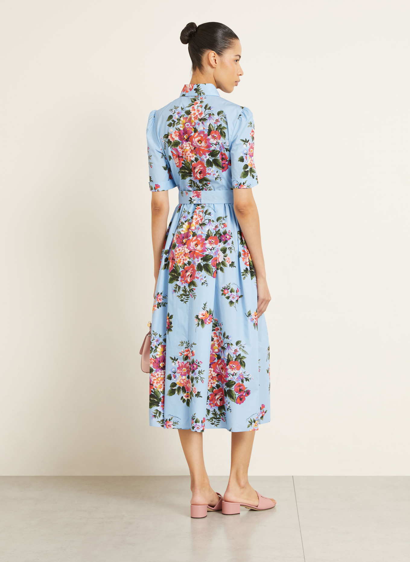 DOLCE & GABBANA shirt dress: LIGHT BLUE / RED / DARK GREEN