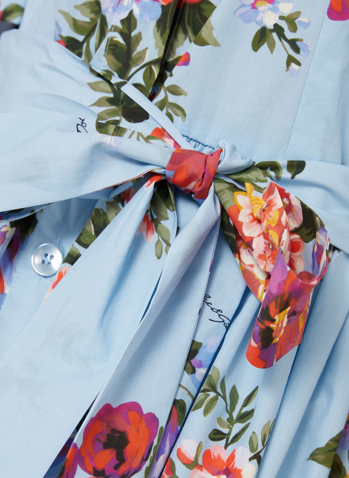 DOLCE & GABBANA shirt dress: LIGHT BLUE / RED / DARK GREEN