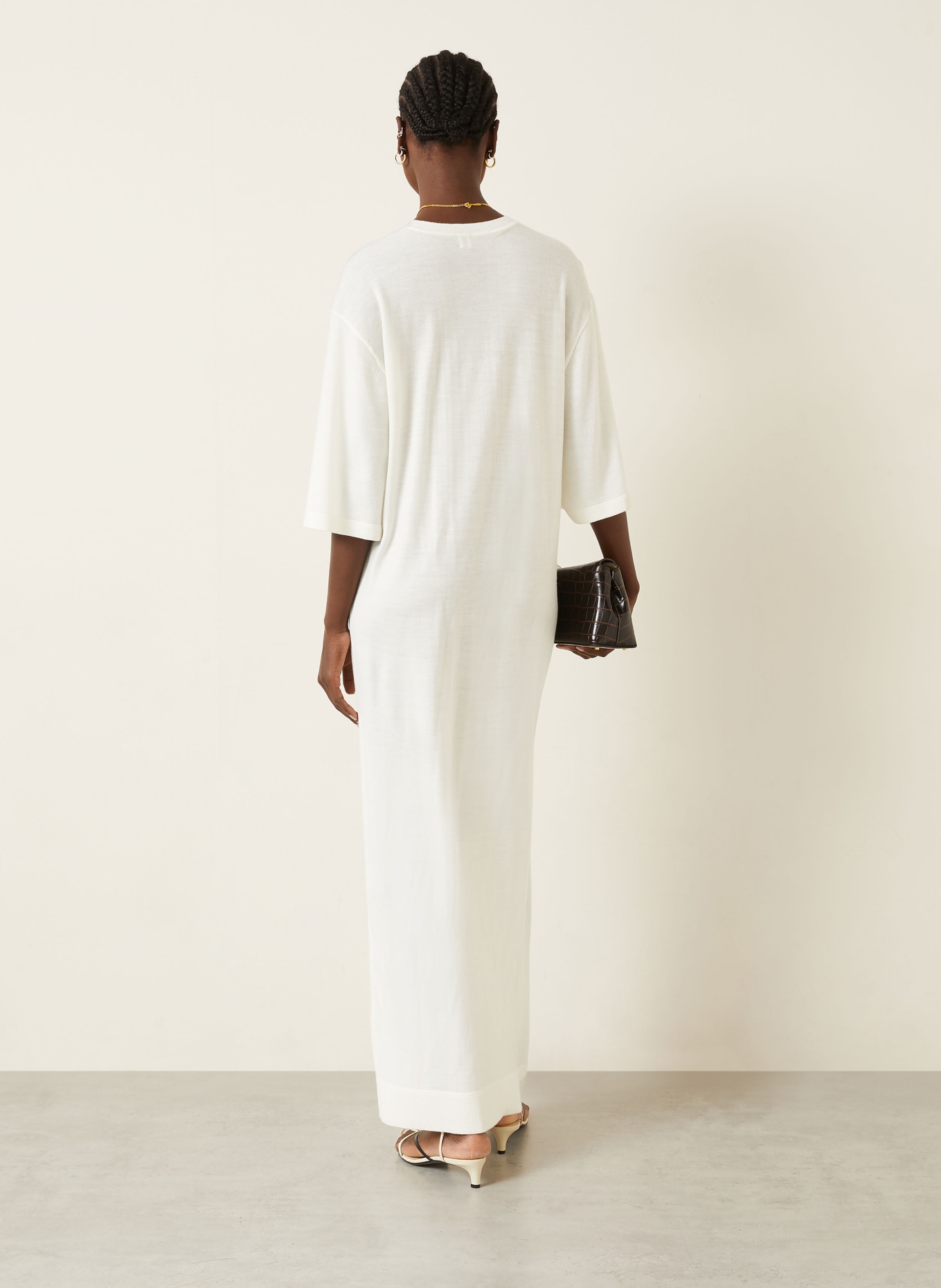 TOTEME Strickkleid aus Merinowolle mit 3/4-Arm: ECRU