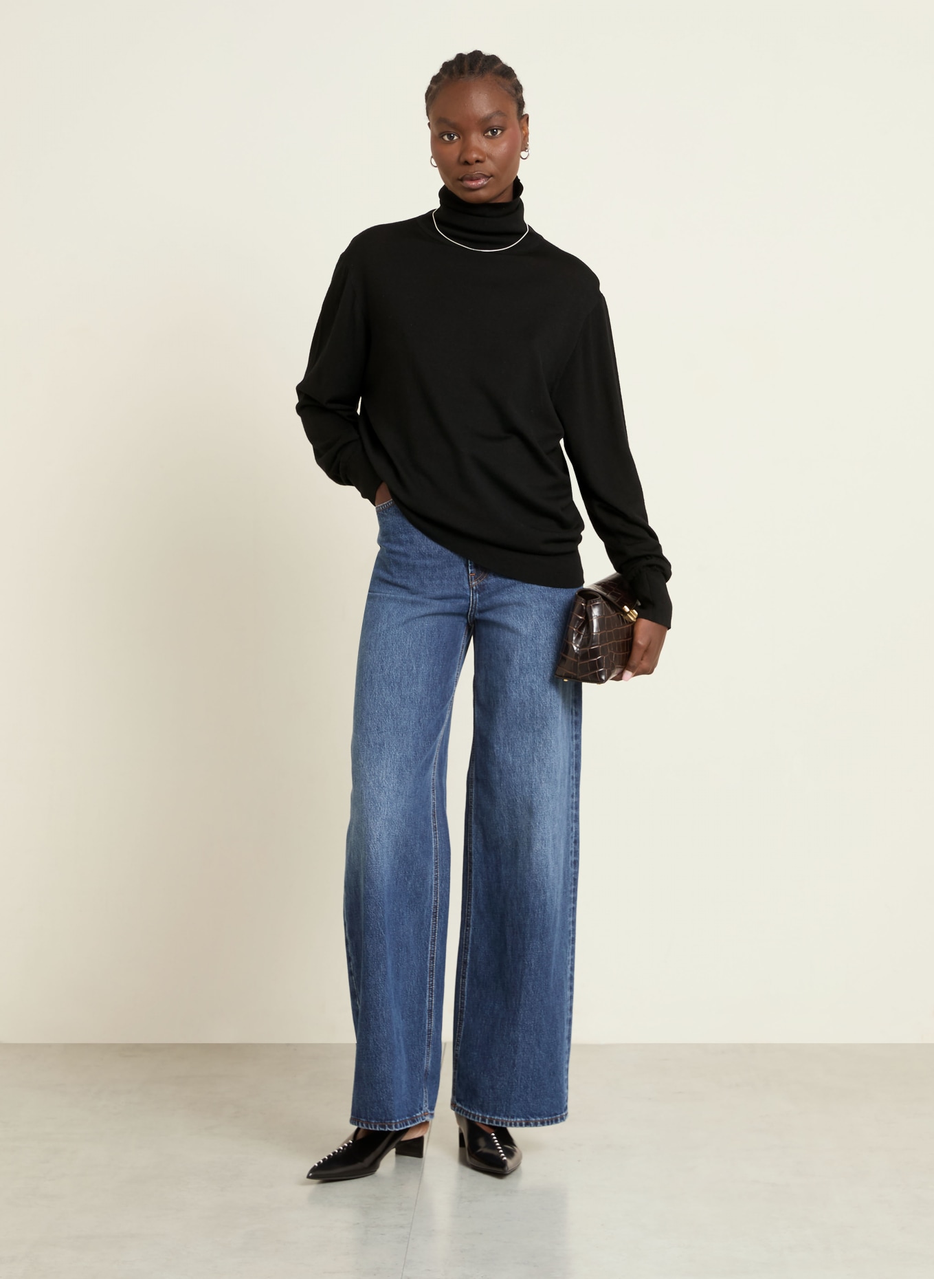 TOTEME Rollkragenpullover aus Merinowolle: SCHWARZ