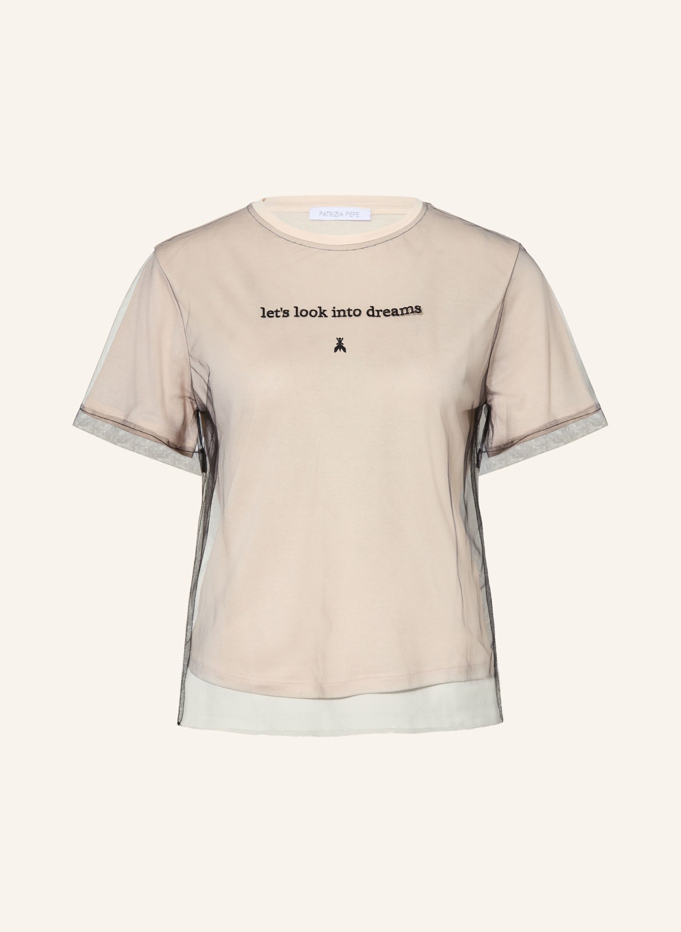 PATRIZIA PEPE T-shirt in a mix of materials: BEIGE / BLACK