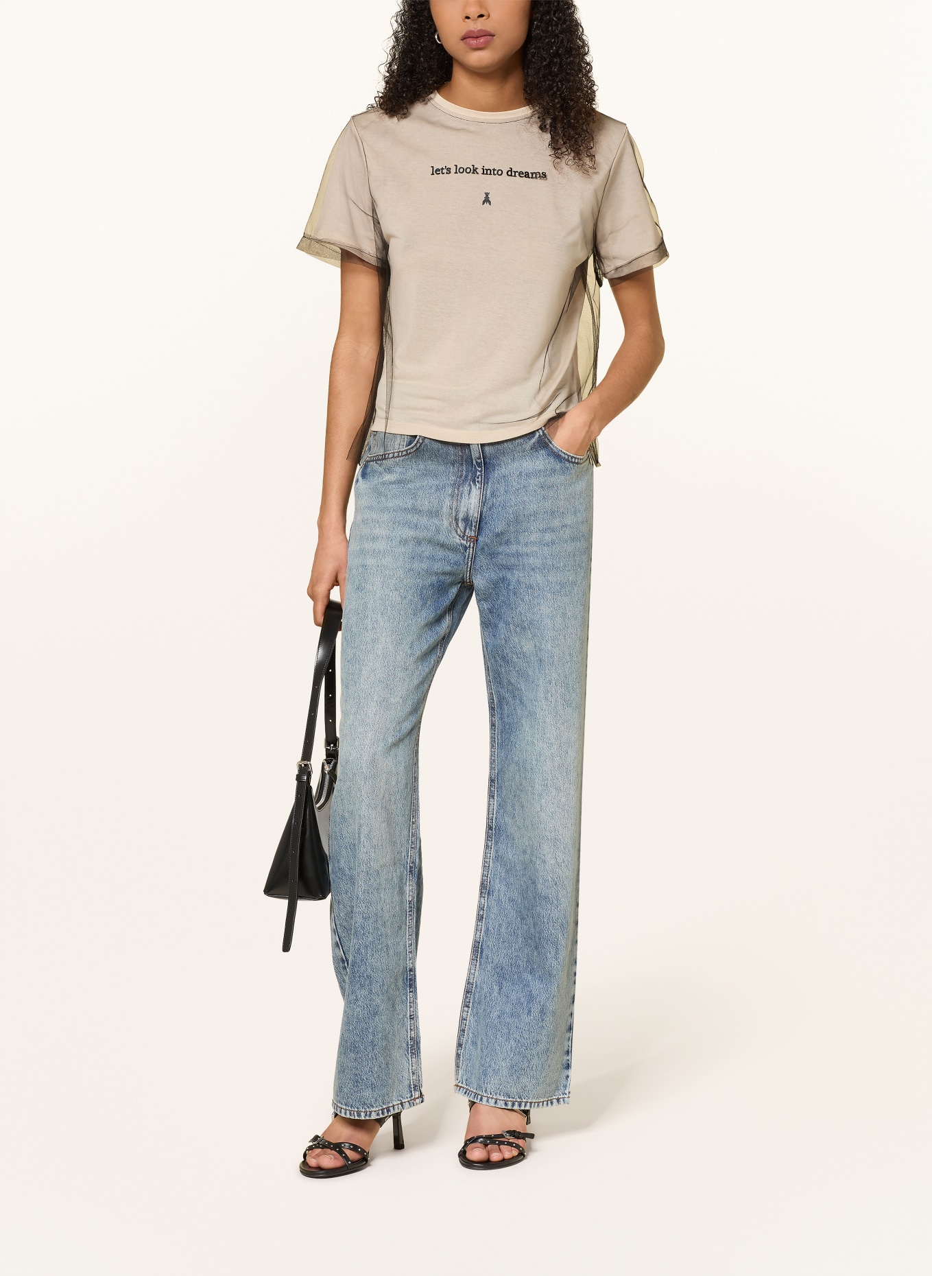 PATRIZIA PEPE T-shirt in a mix of materials: BEIGE / BLACK